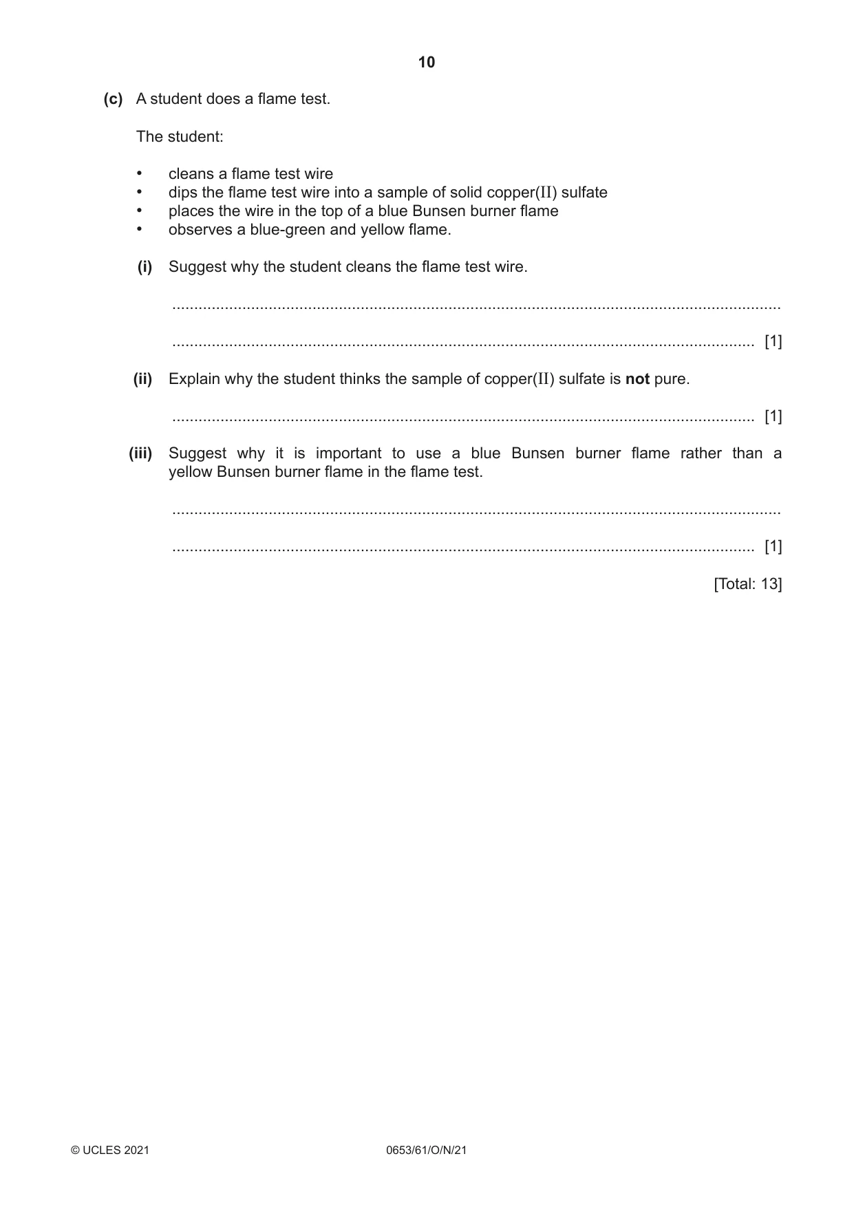 Cambridge IGCSE Science - Combined 0653 2021 Oct/Nov Paper 6 · Variant 1 question paper, page 10 of 20