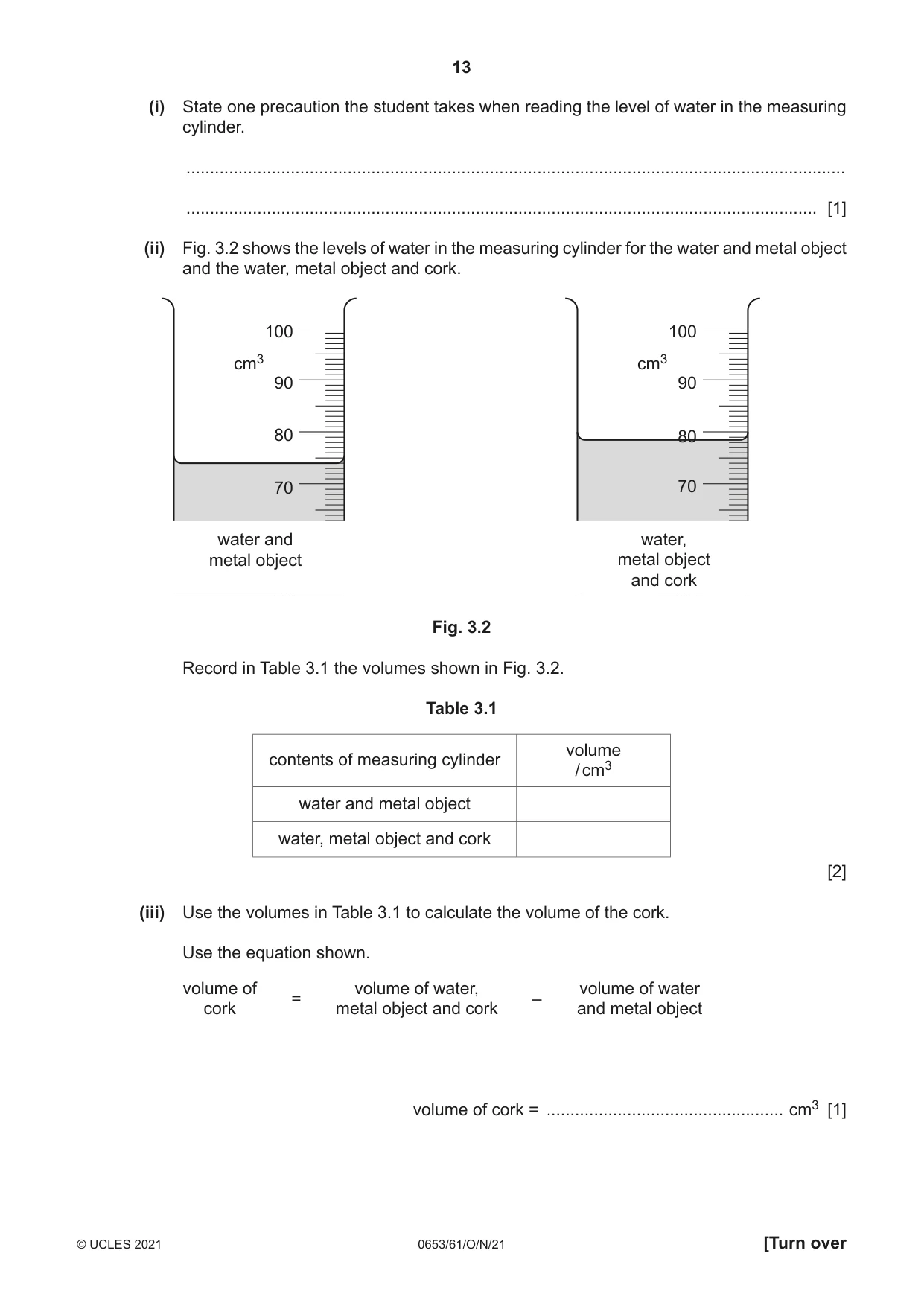 Cambridge IGCSE Science - Combined 0653 2021 Oct/Nov Paper 6 · Variant 1 question paper, page 13 of 20