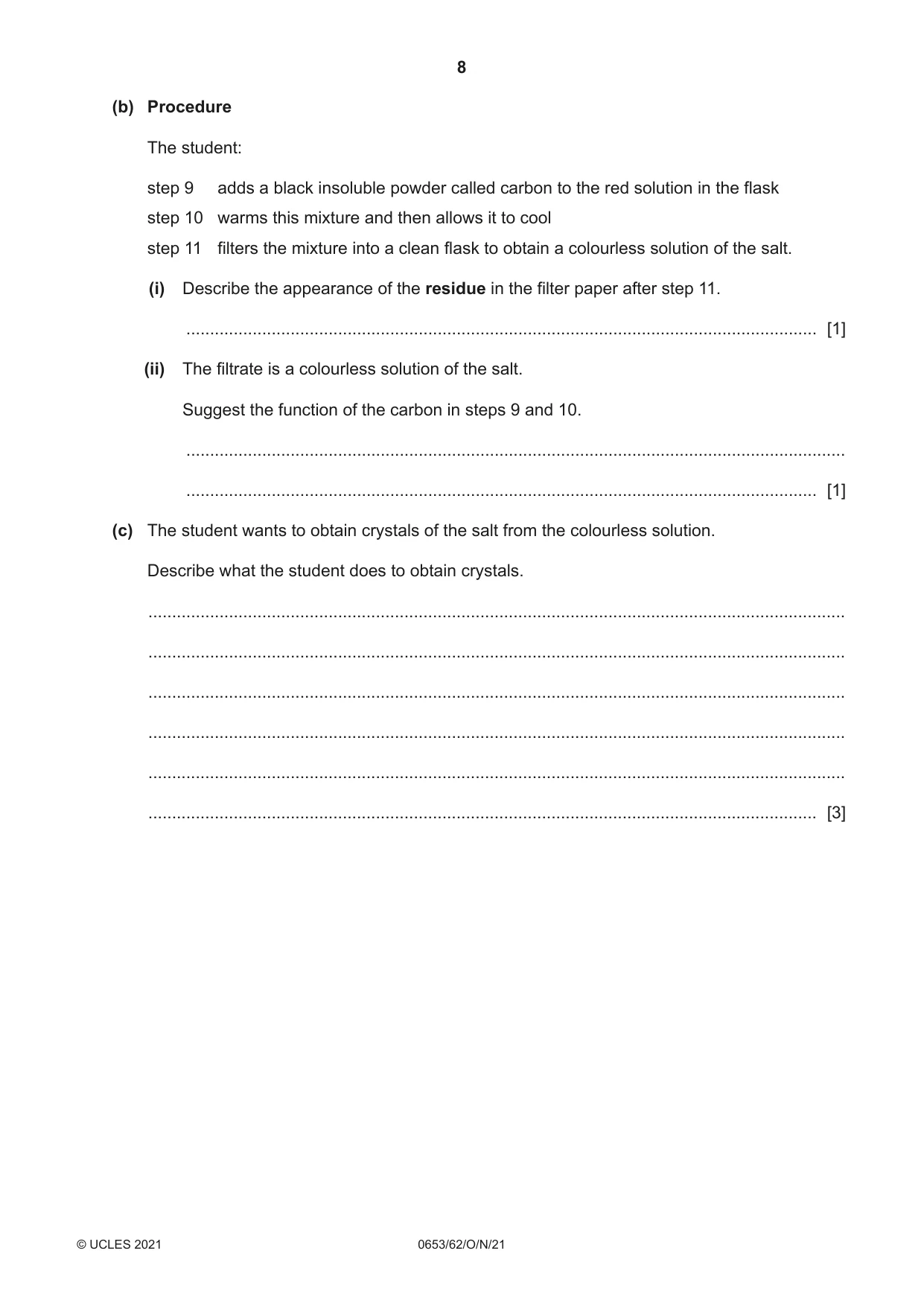 Cambridge IGCSE Science - Combined 0653 2021 Oct/Nov Paper 6 · Variant 2 question paper, page 8 of 16