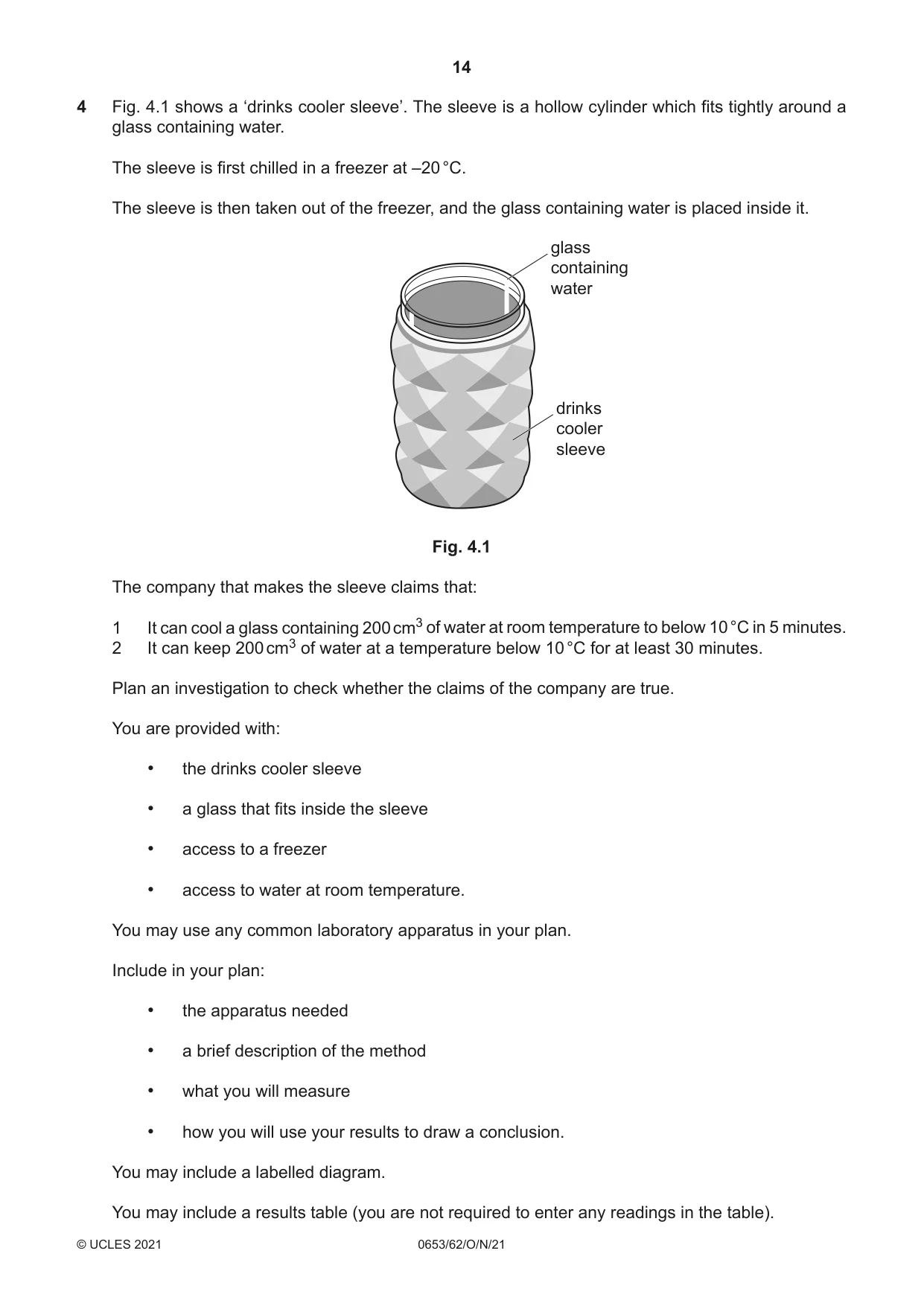 Cambridge IGCSE Science - Combined 0653 2021 Oct/Nov Paper 6 · Variant 2 question paper, page 14 of 16
