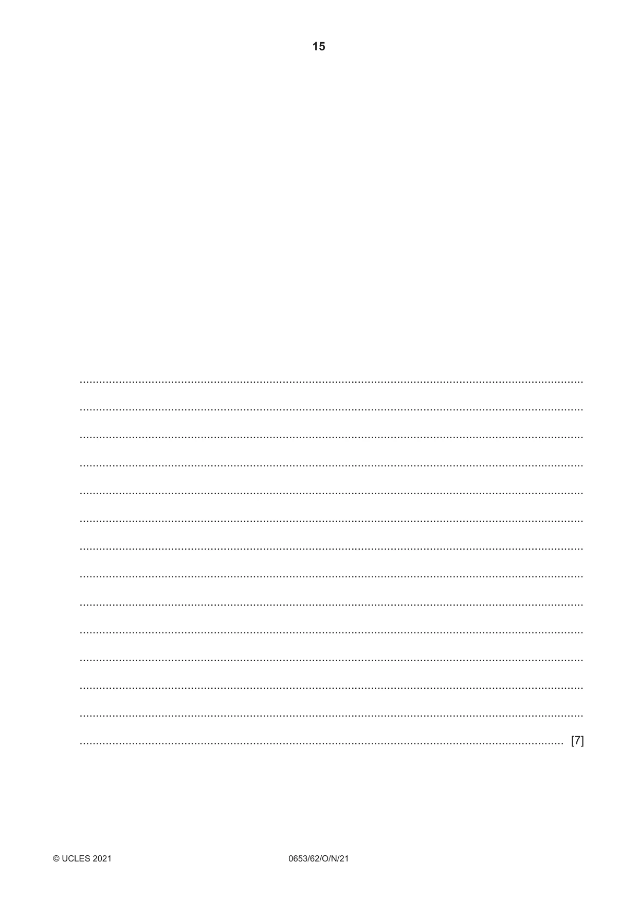 Cambridge IGCSE Science - Combined 0653 2021 Oct/Nov Paper 6 · Variant 2 question paper, page 15 of 16