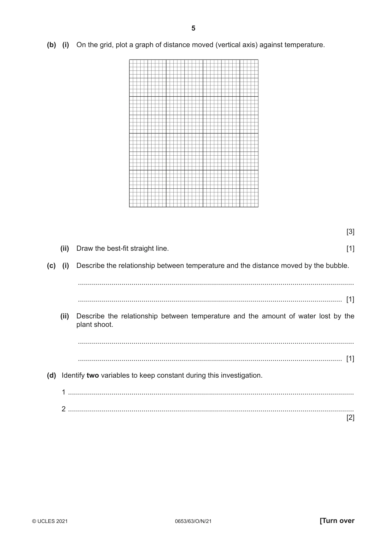 Cambridge IGCSE Science - Combined 0653 2021 Oct/Nov Paper 6 · Variant 3 question paper, page 5 of 16