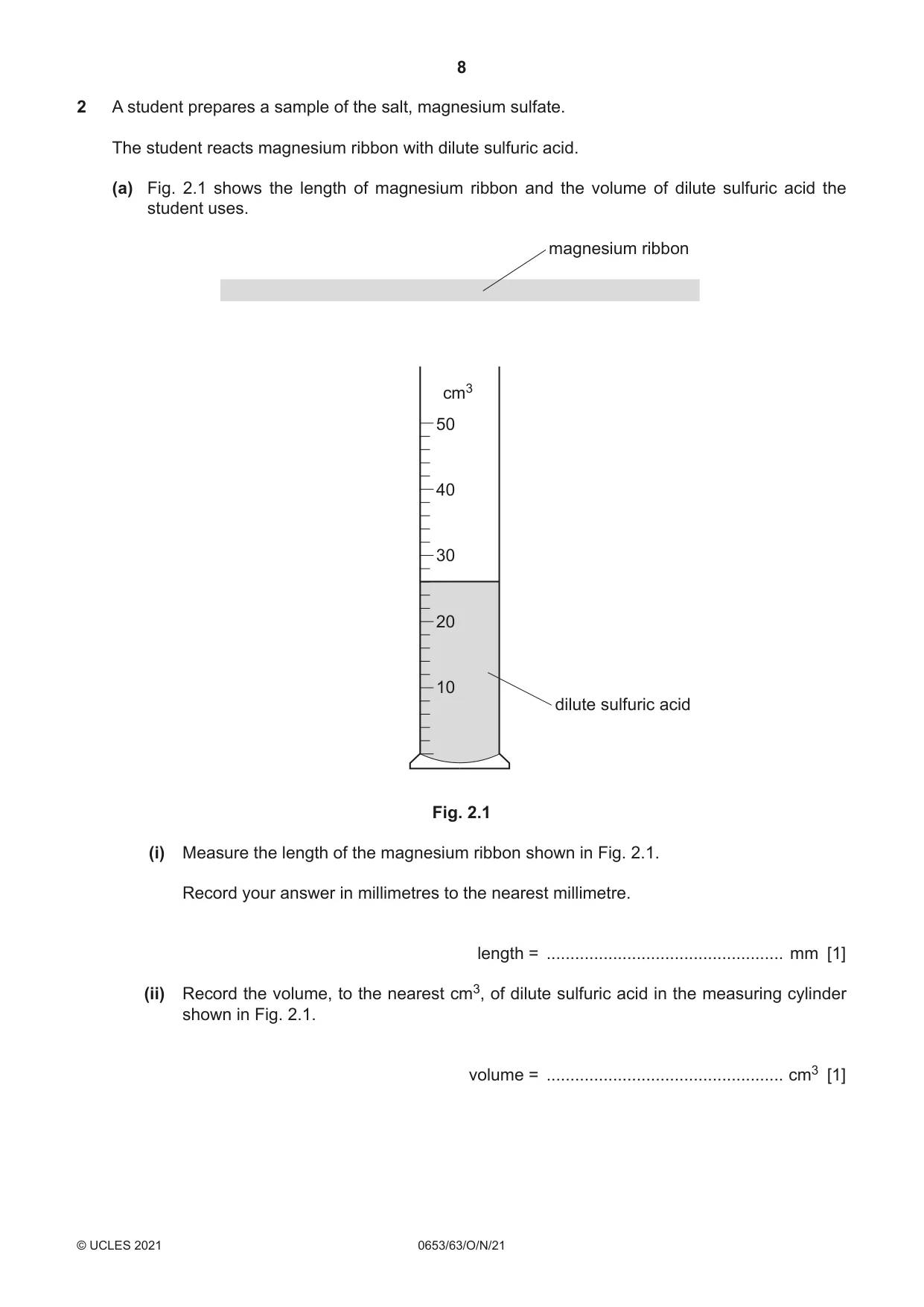 Cambridge IGCSE Science - Combined 0653 2021 Oct/Nov Paper 6 · Variant 3 question paper, page 8 of 16