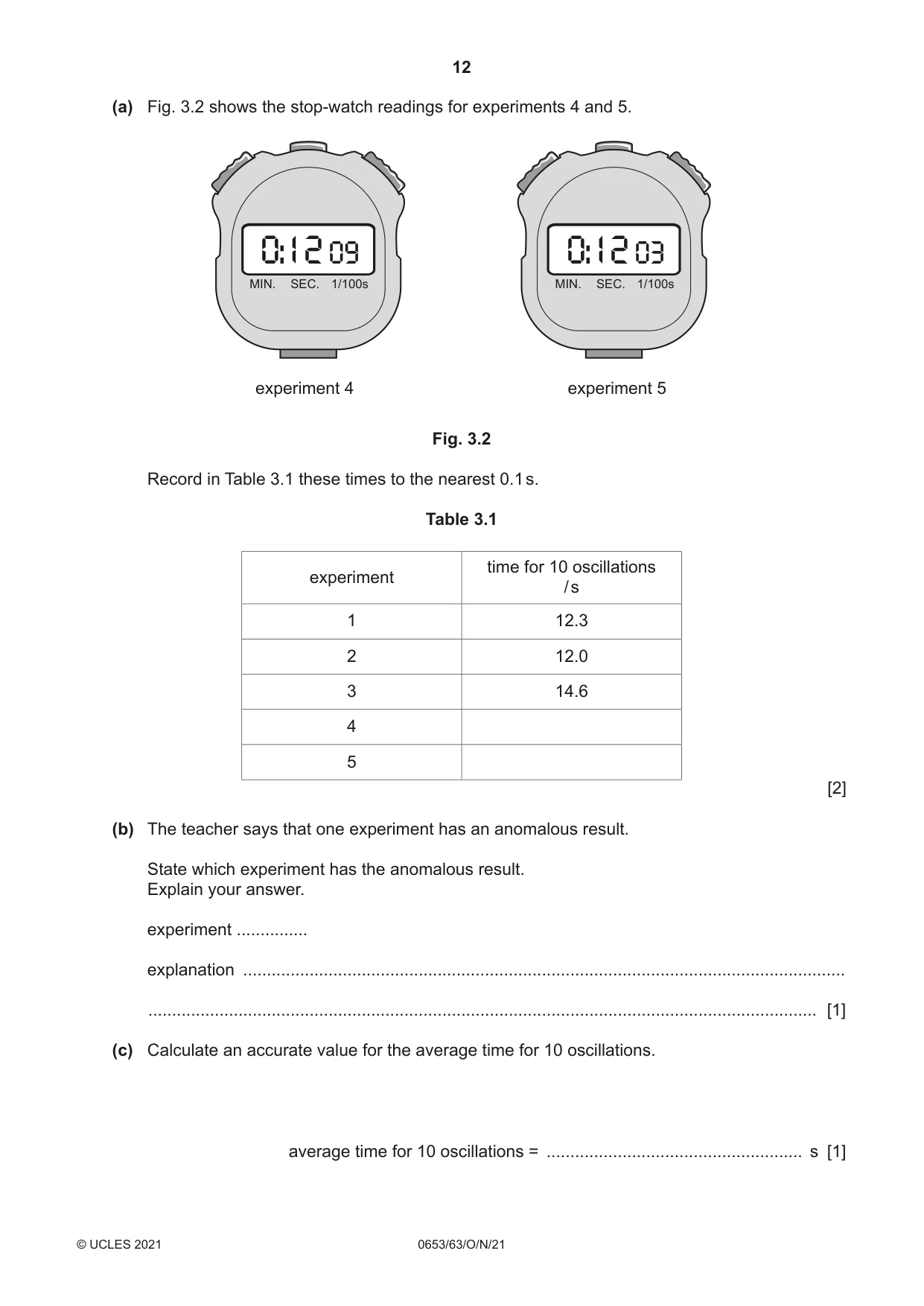 Cambridge IGCSE Science - Combined 0653 2021 Oct/Nov Paper 6 · Variant 3 question paper, page 12 of 16