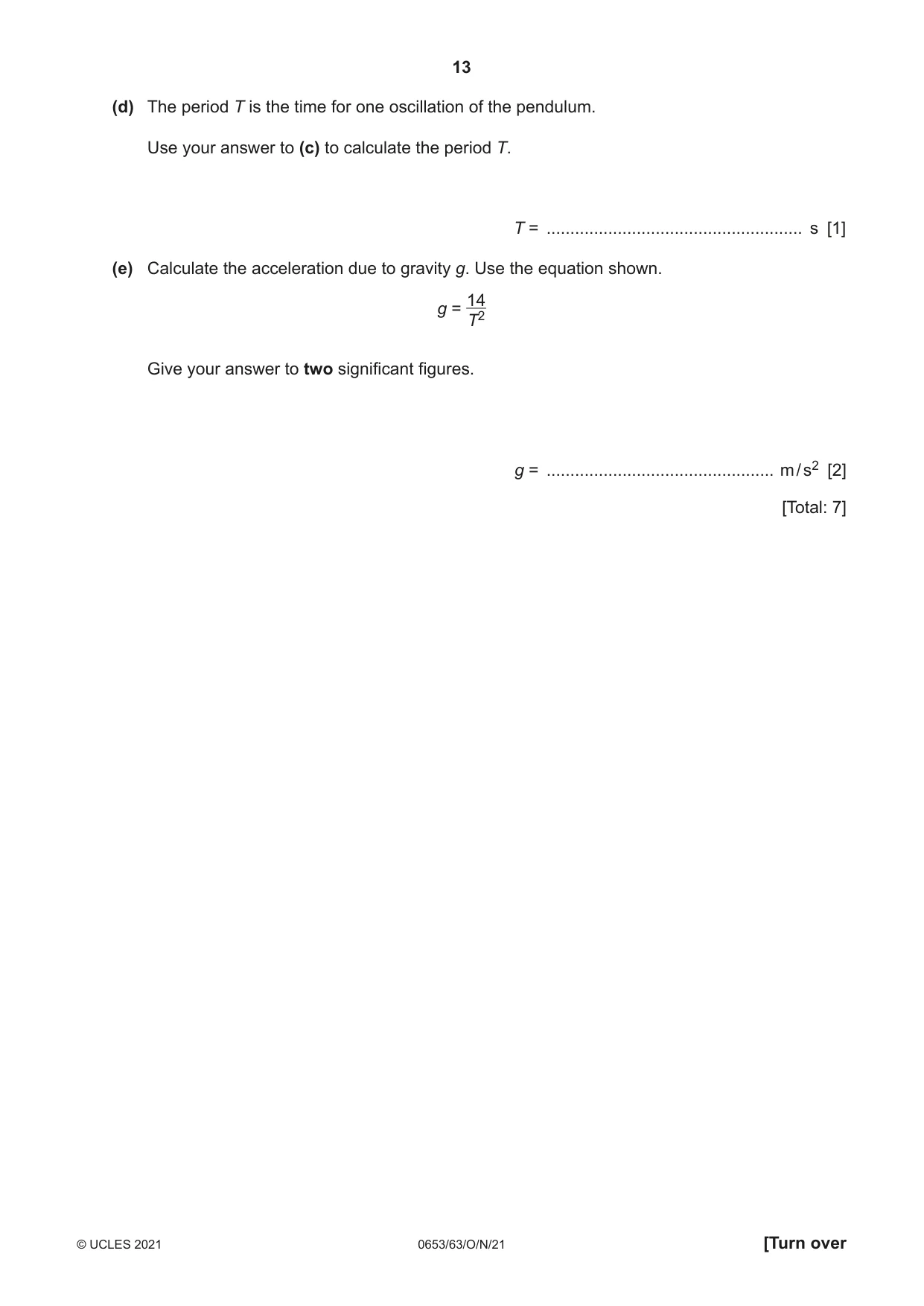 Cambridge IGCSE Science - Combined 0653 2021 Oct/Nov Paper 6 · Variant 3 question paper, page 13 of 16
