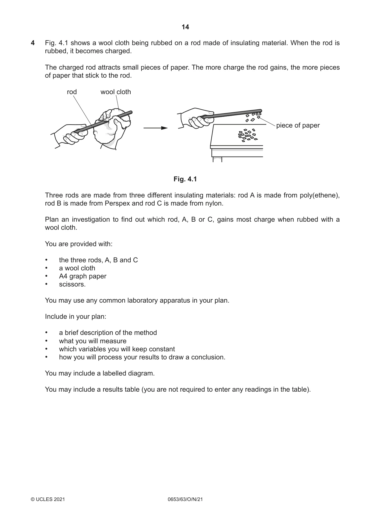 Cambridge IGCSE Science - Combined 0653 2021 Oct/Nov Paper 6 · Variant 3 question paper, page 14 of 16