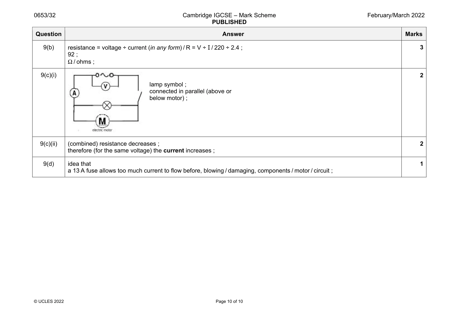 Mark scheme, page 10 of 10