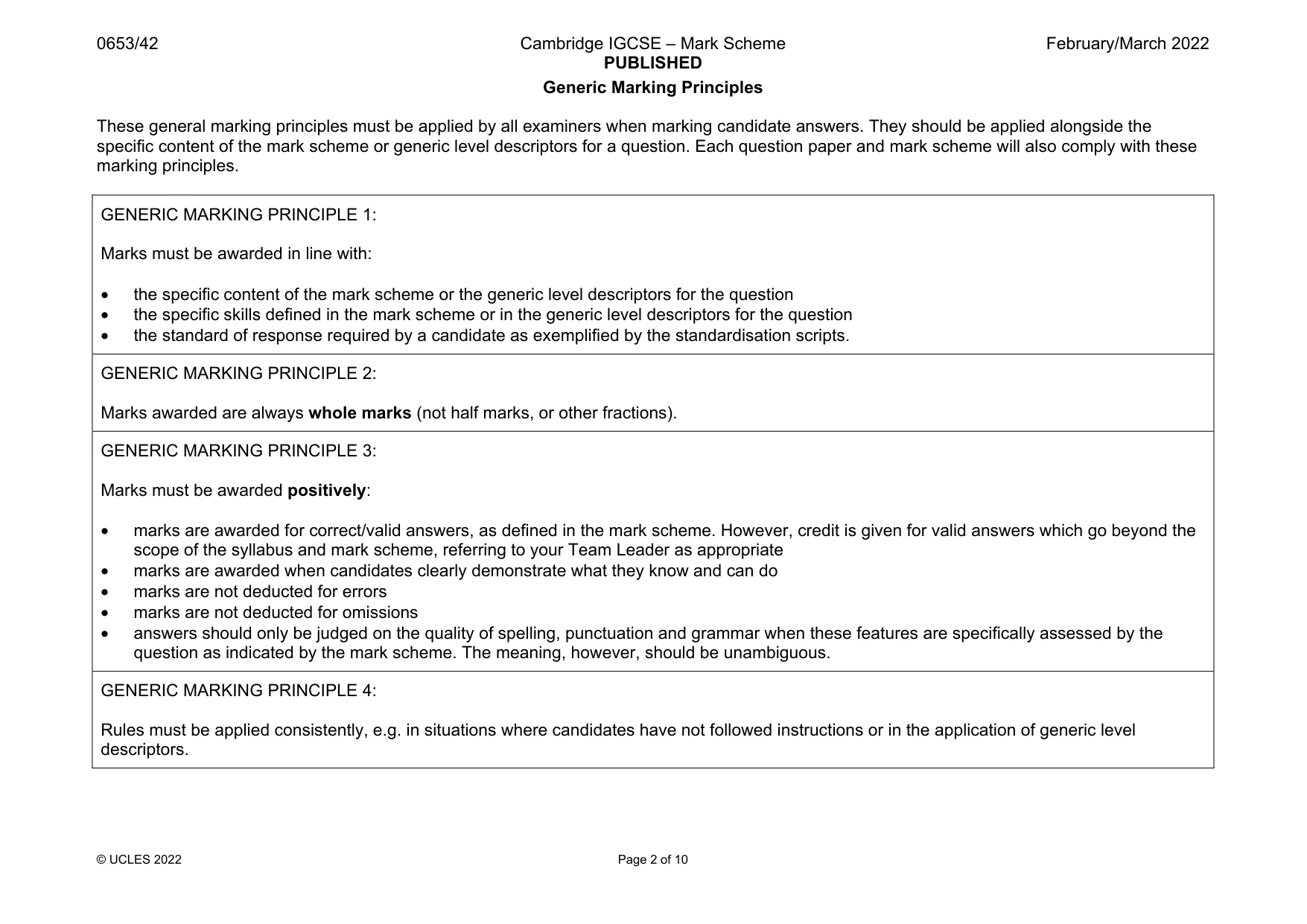 Mark scheme, page 2 of 10
