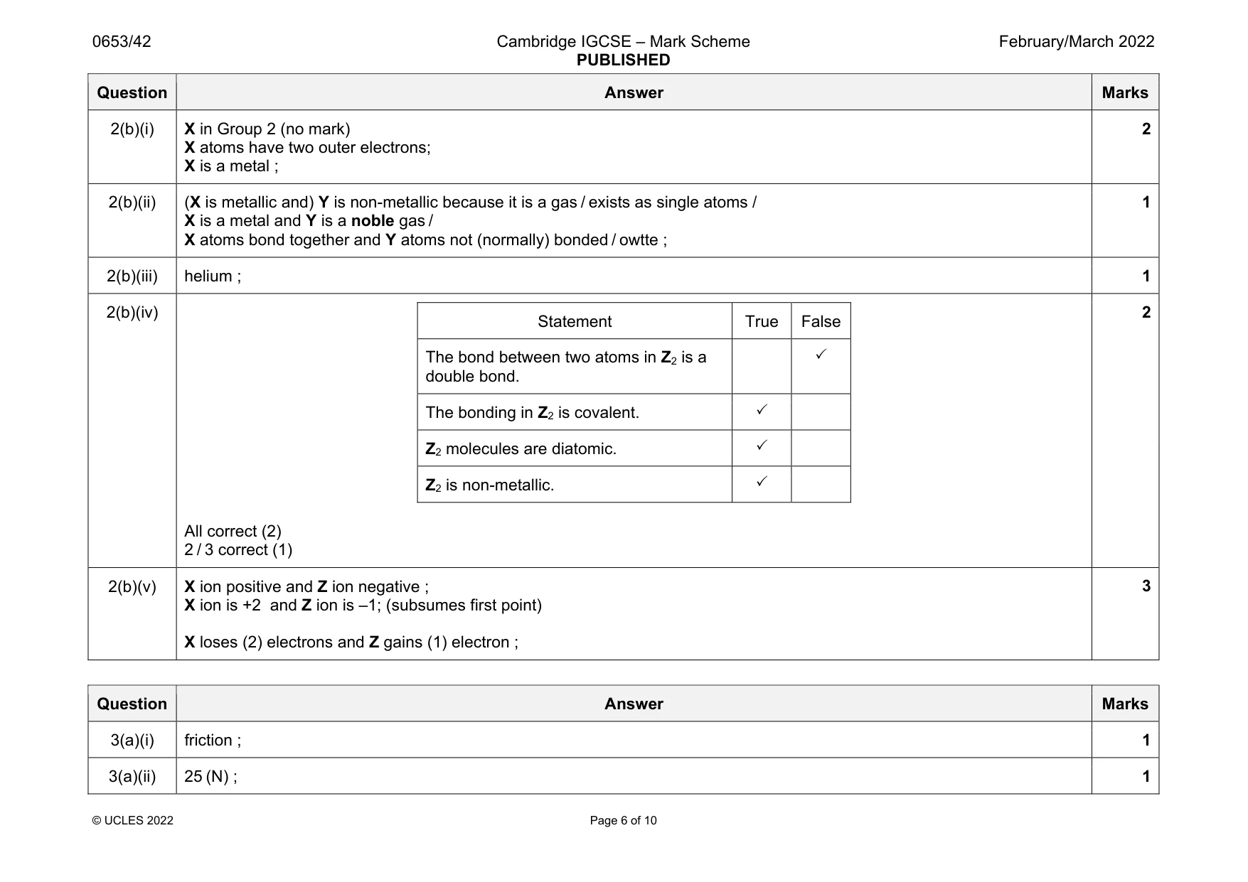 Mark scheme, page 6 of 10