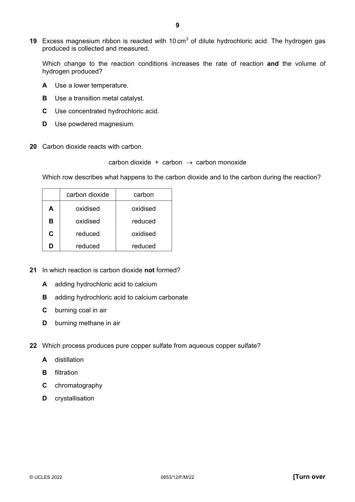Cambridge IGCSE Science - Combined 0653 2022 Feb/March Paper 1 · Variant 2 question paper, page 9 of 16