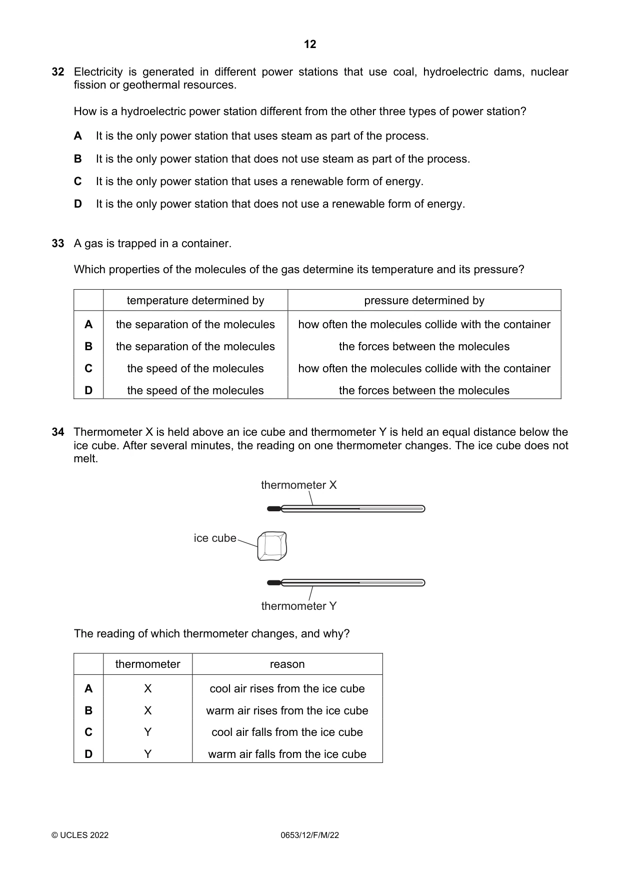 Cambridge IGCSE Science - Combined 0653 2022 Feb/March Paper 1 · Variant 2 question paper, page 12 of 16