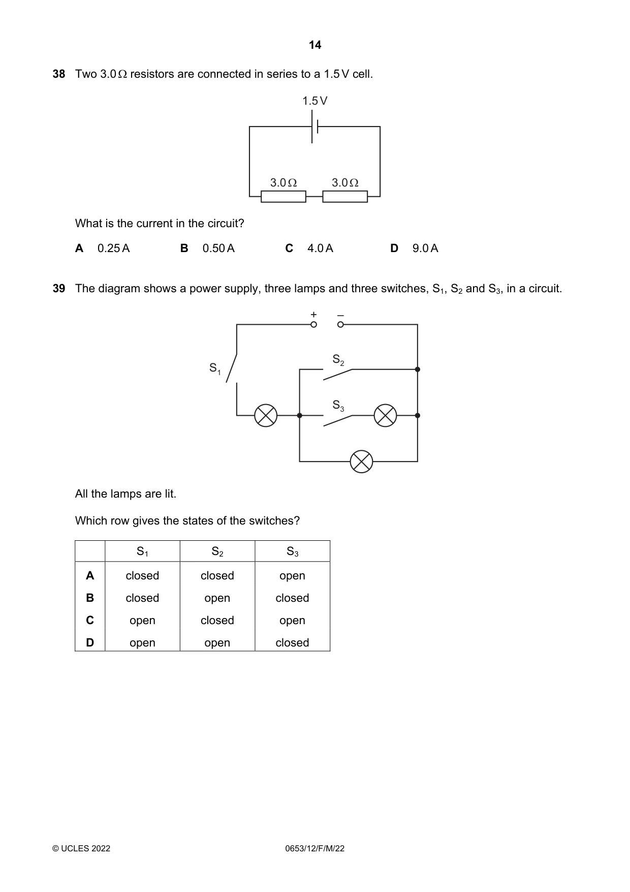 Cambridge IGCSE Science - Combined 0653 2022 Feb/March Paper 1 · Variant 2 question paper, page 14 of 16