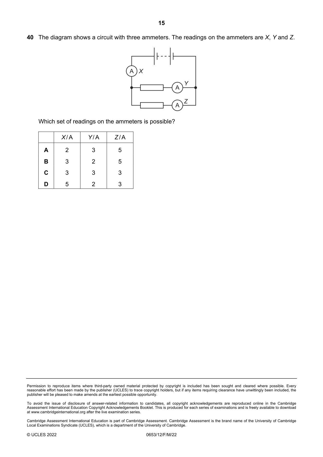 Cambridge IGCSE Science - Combined 0653 2022 Feb/March Paper 1 · Variant 2 question paper, page 15 of 16