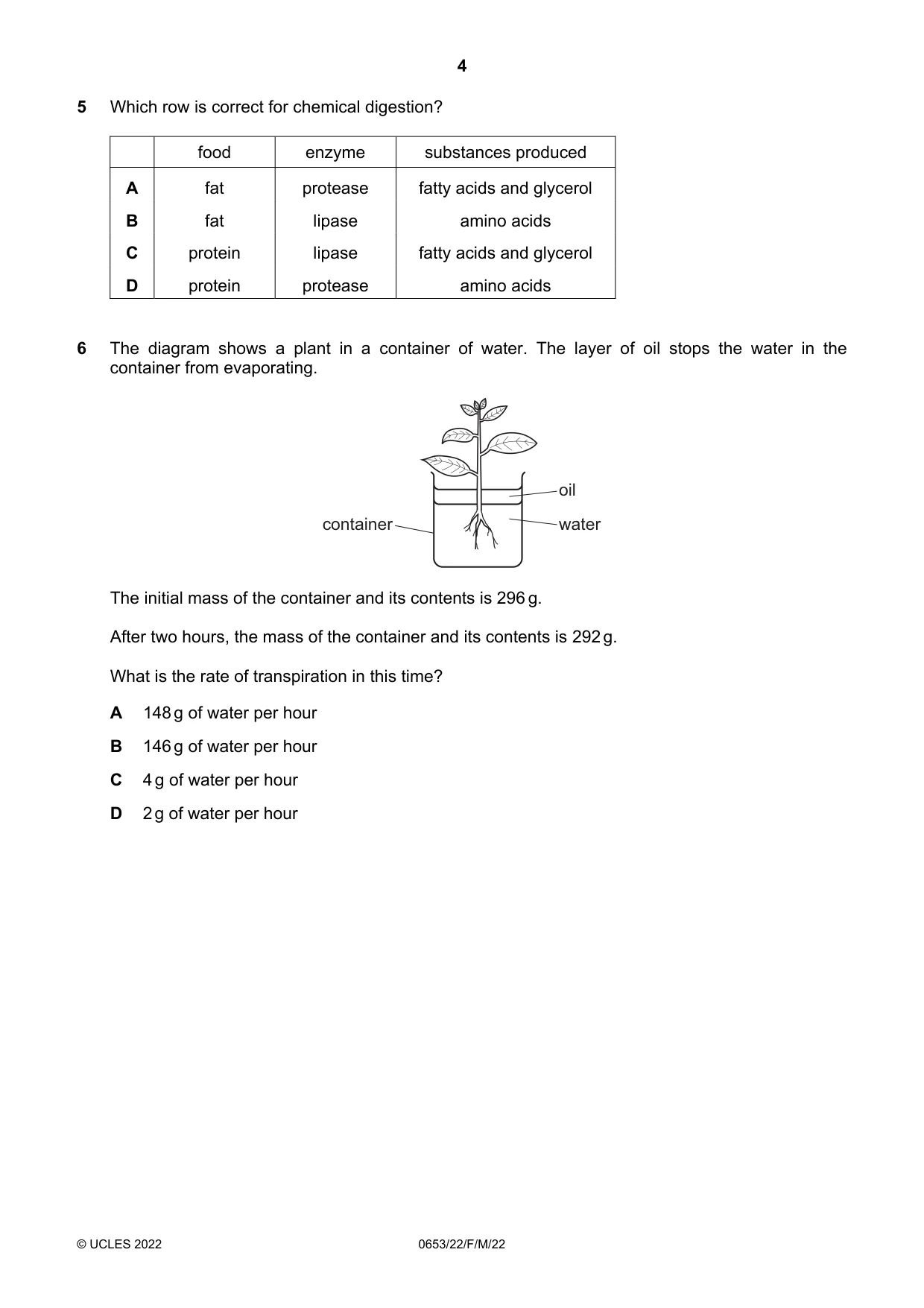 Cambridge IGCSE Science - Combined 0653 2022 Feb/March Paper 2 · Variant 2 question paper, page 4 of 16