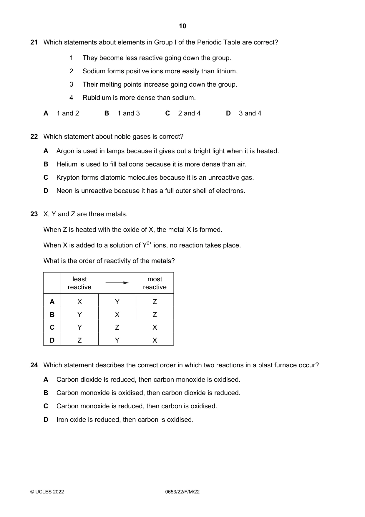 Cambridge IGCSE Science - Combined 0653 2022 Feb/March Paper 2 · Variant 2 question paper, page 10 of 16