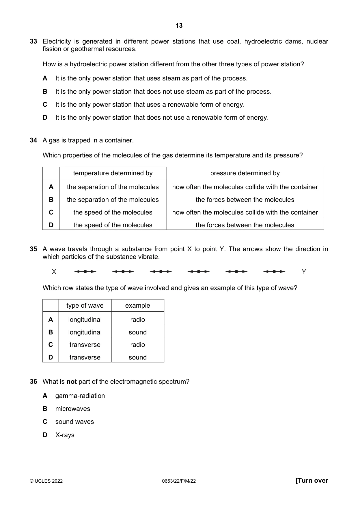 Cambridge IGCSE Science - Combined 0653 2022 Feb/March Paper 2 · Variant 2 question paper, page 13 of 16