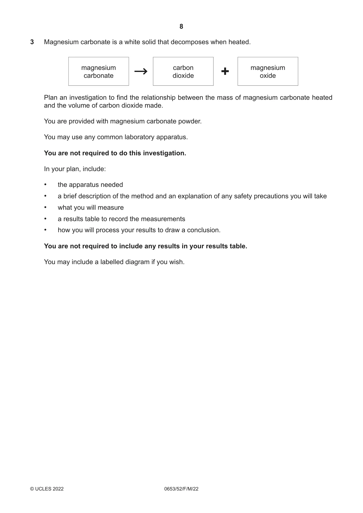 Cambridge IGCSE Science - Combined 0653 2022 Feb/March Paper 5 · Variant 2 question paper, page 8 of 16