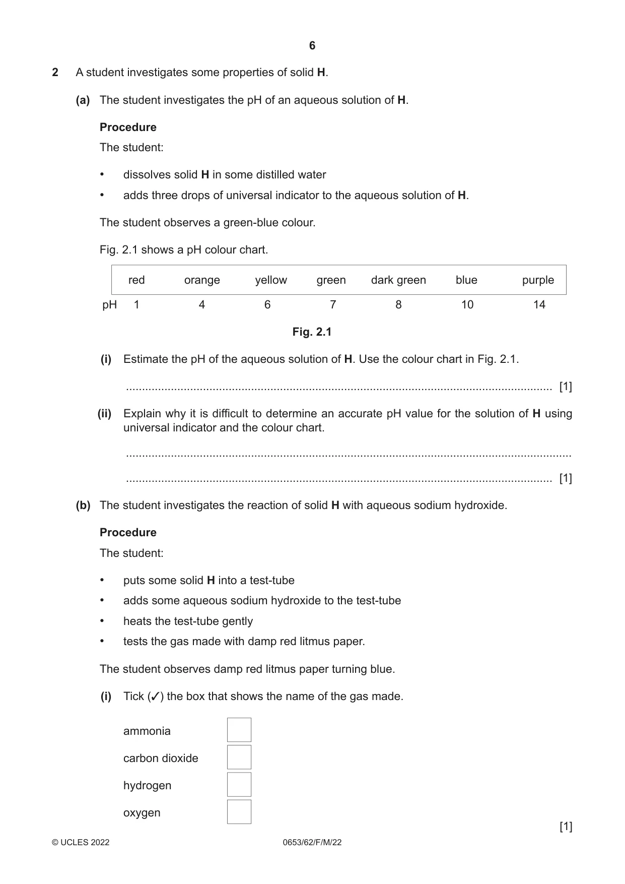 Cambridge IGCSE Science - Combined 0653 2022 Feb/March Paper 6 · Variant 2 question paper, page 6 of 12