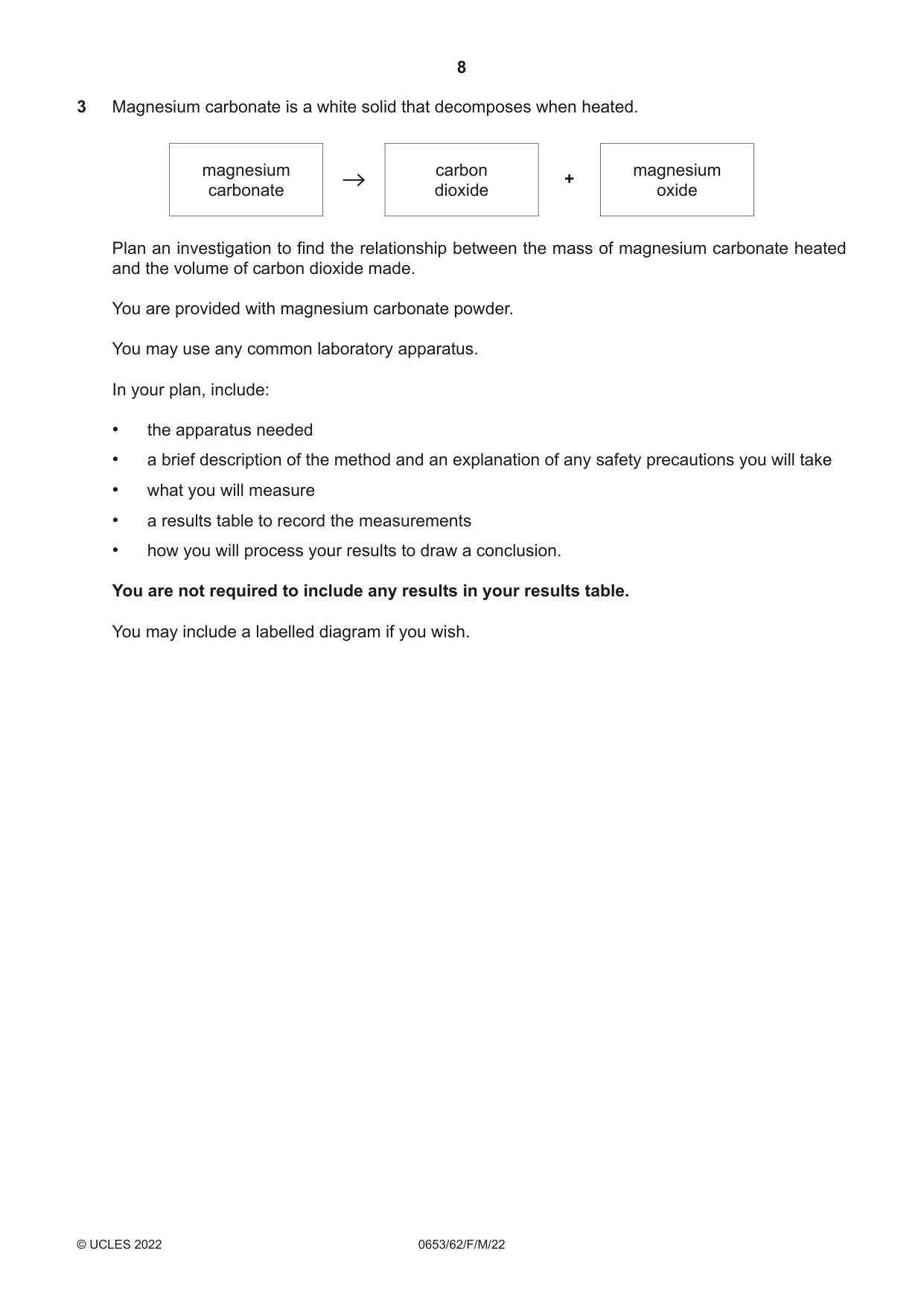 Cambridge IGCSE Science - Combined 0653 2022 Feb/March Paper 6 · Variant 2 question paper, page 8 of 12