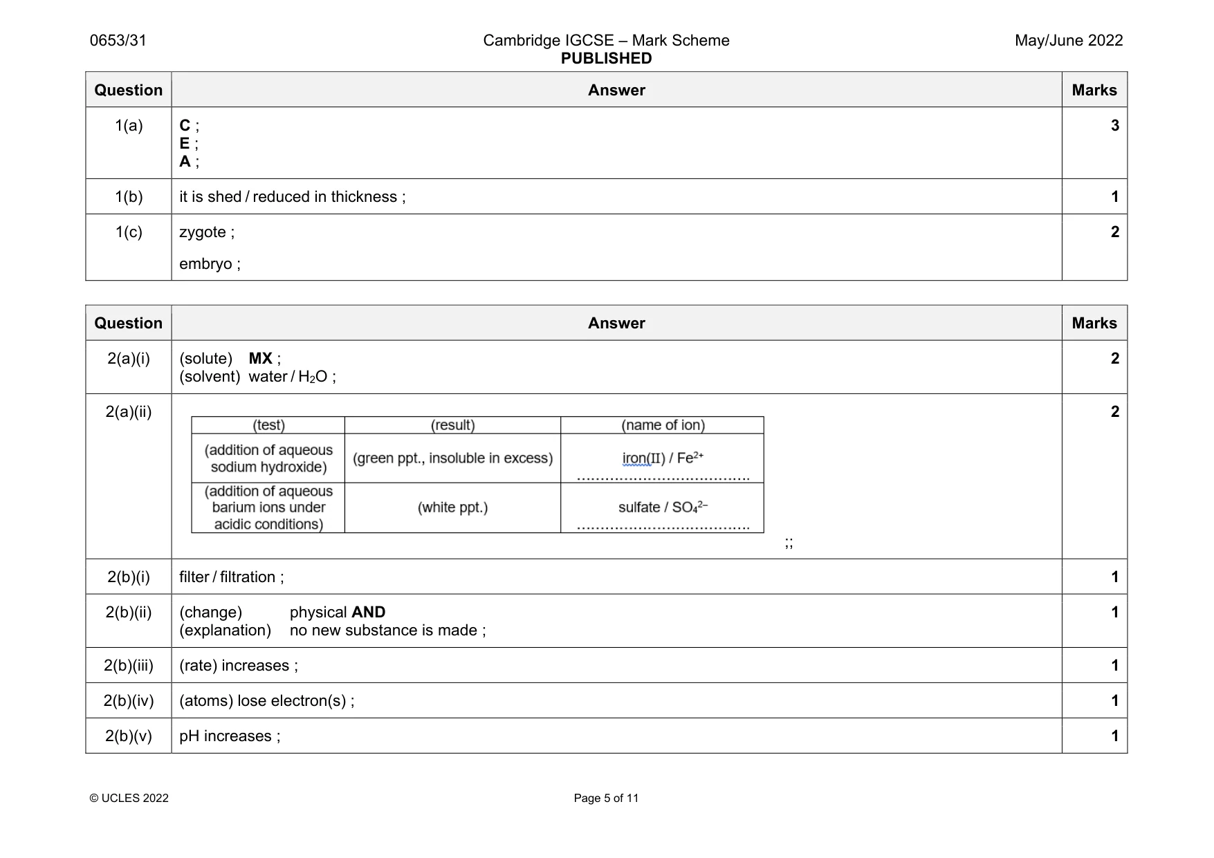 Mark scheme, page 5 of 11