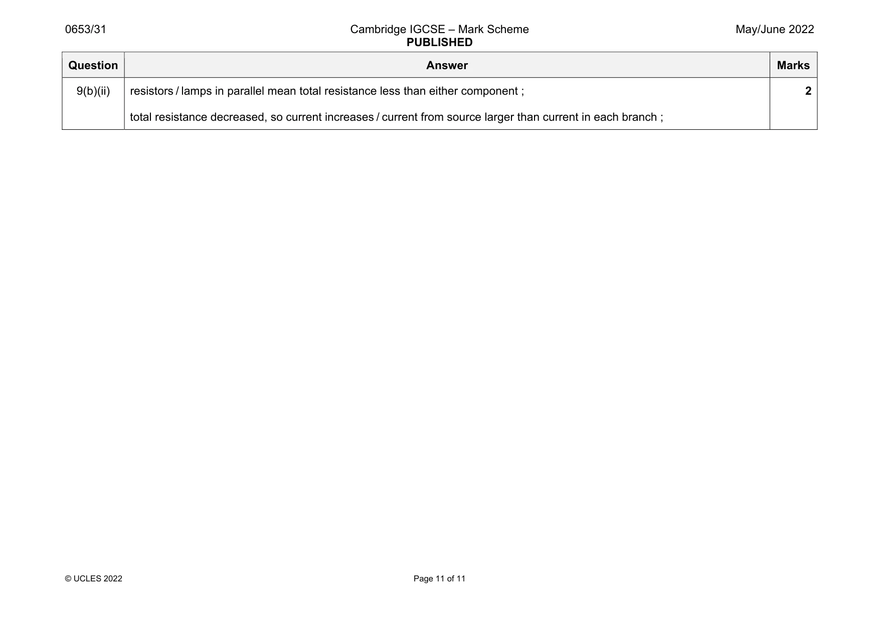 Mark scheme, page 11 of 11