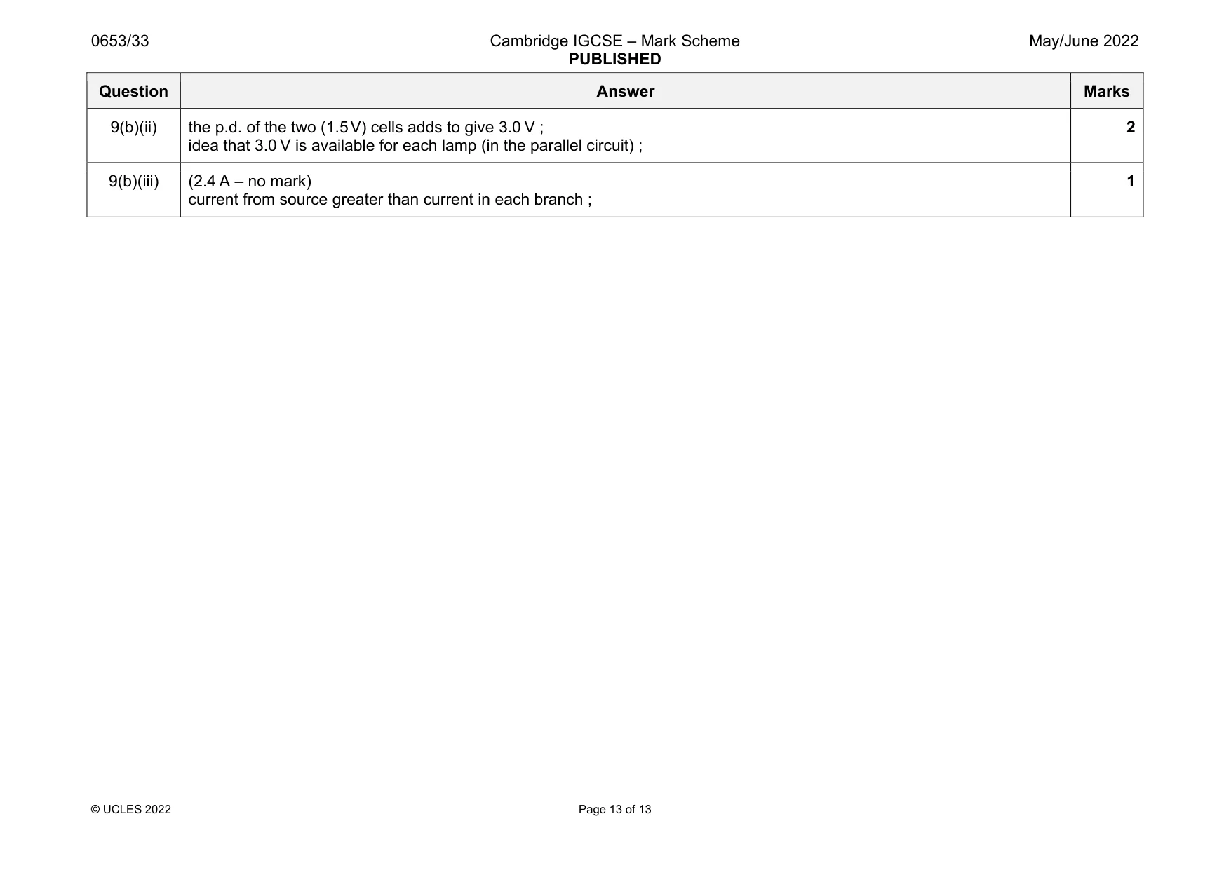 Mark scheme, page 13 of 13