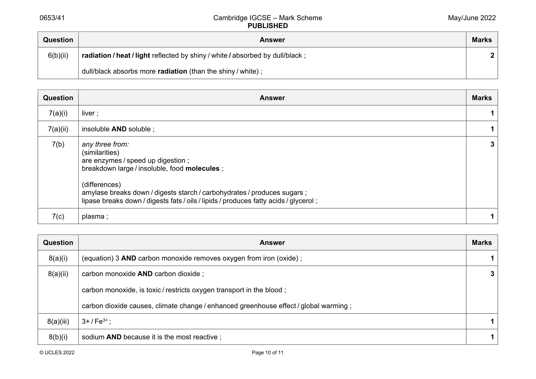Mark scheme, page 10 of 11