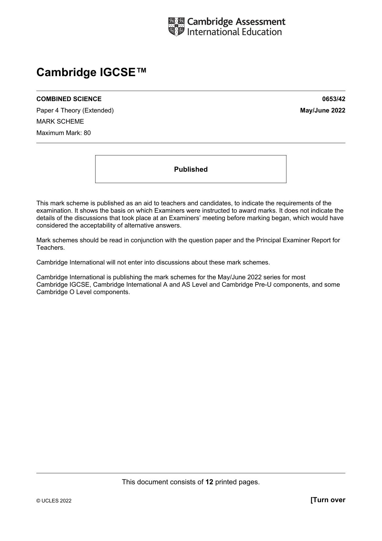 Mark scheme, page 1 of 12