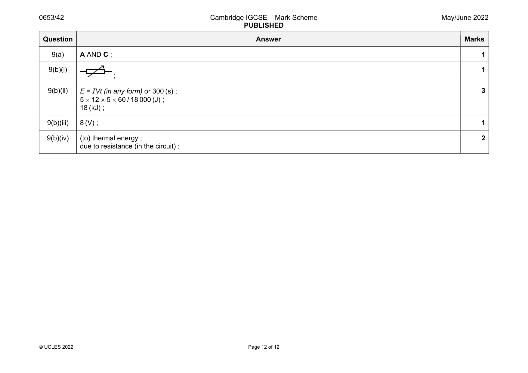 Mark scheme, page 12 of 12