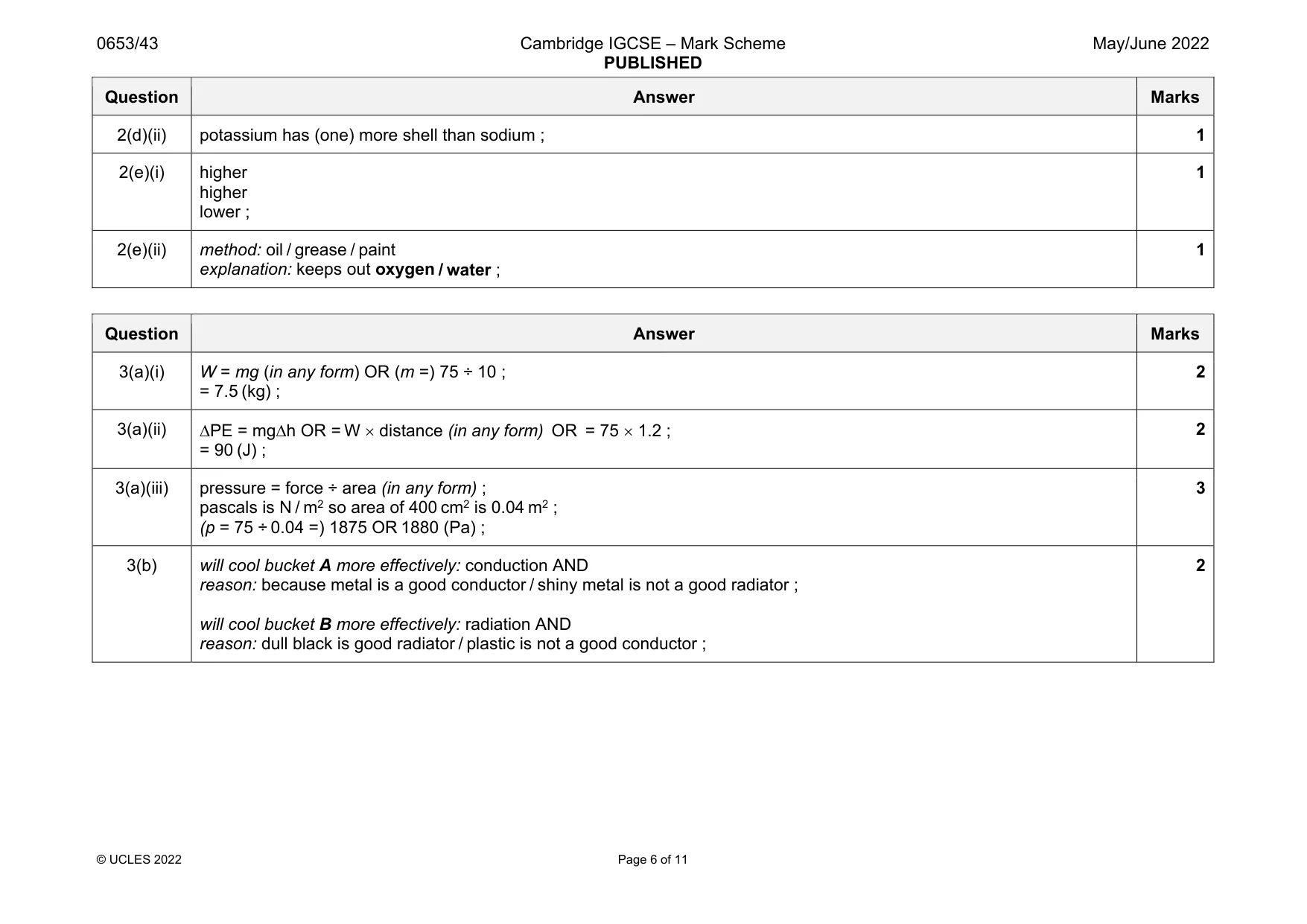Mark scheme, page 6 of 11