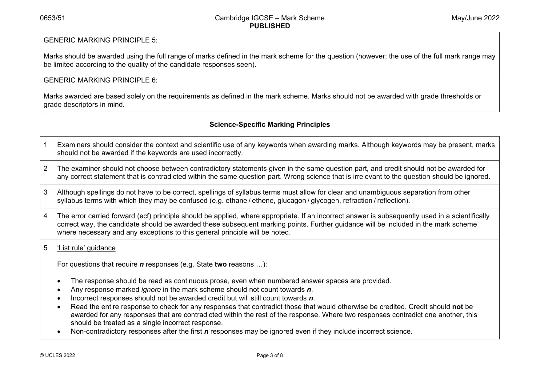 Mark scheme, page 3 of 8