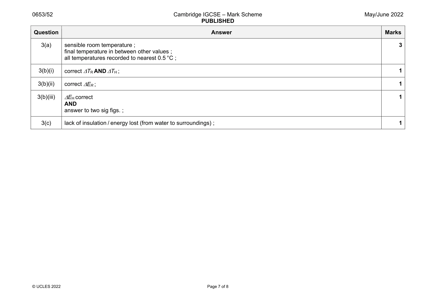 Mark scheme, page 7 of 8
