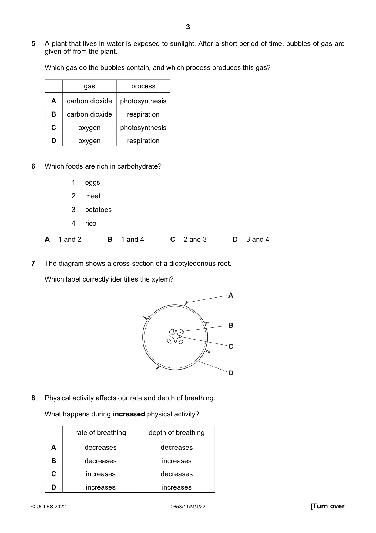 Cambridge IGCSE Science - Combined 0653 2022 May/June Paper 1 · Variant 1 question paper, page 3 of 16
