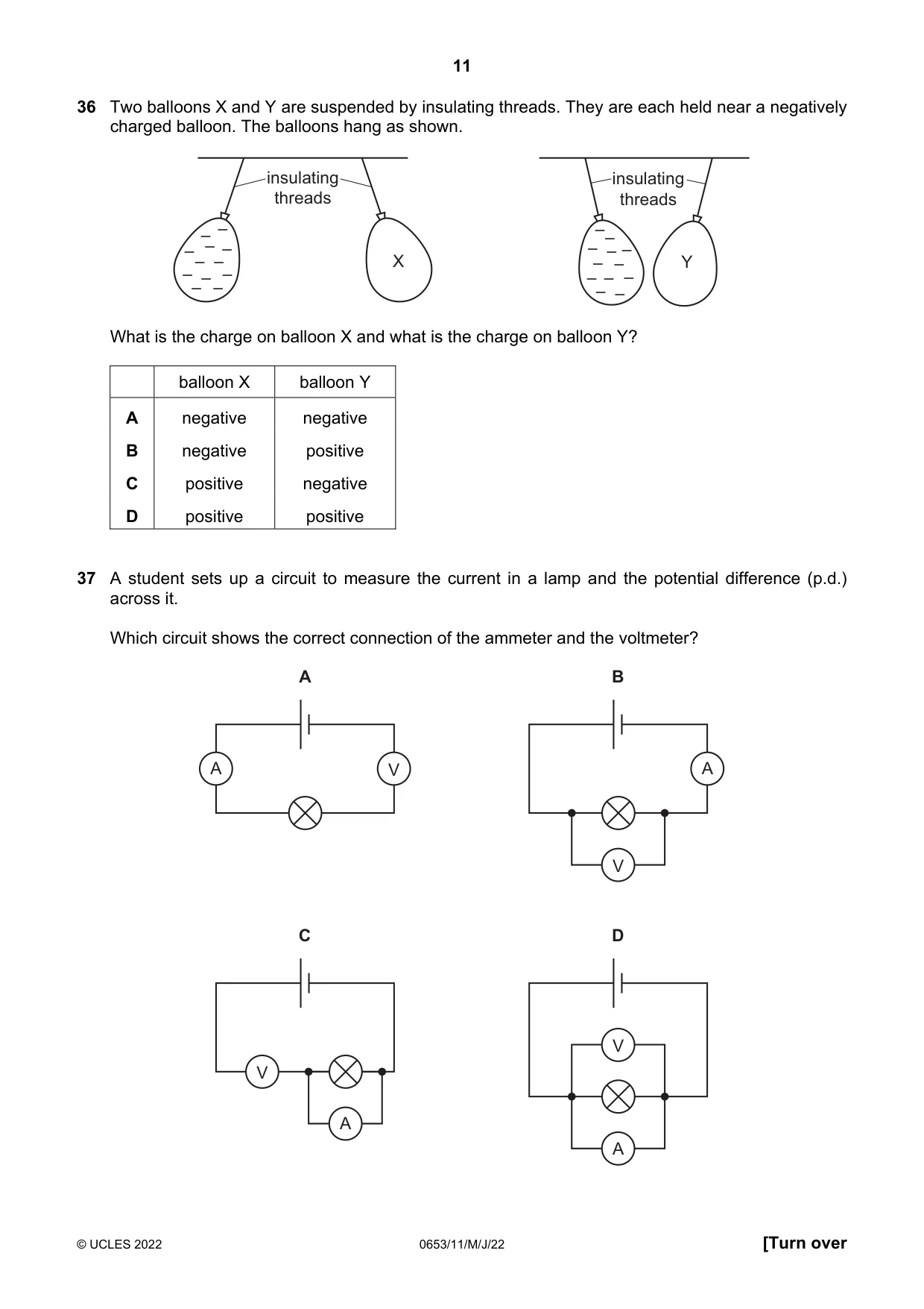 Cambridge IGCSE Science - Combined 0653 2022 May/June Paper 1 · Variant 1 question paper, page 11 of 16