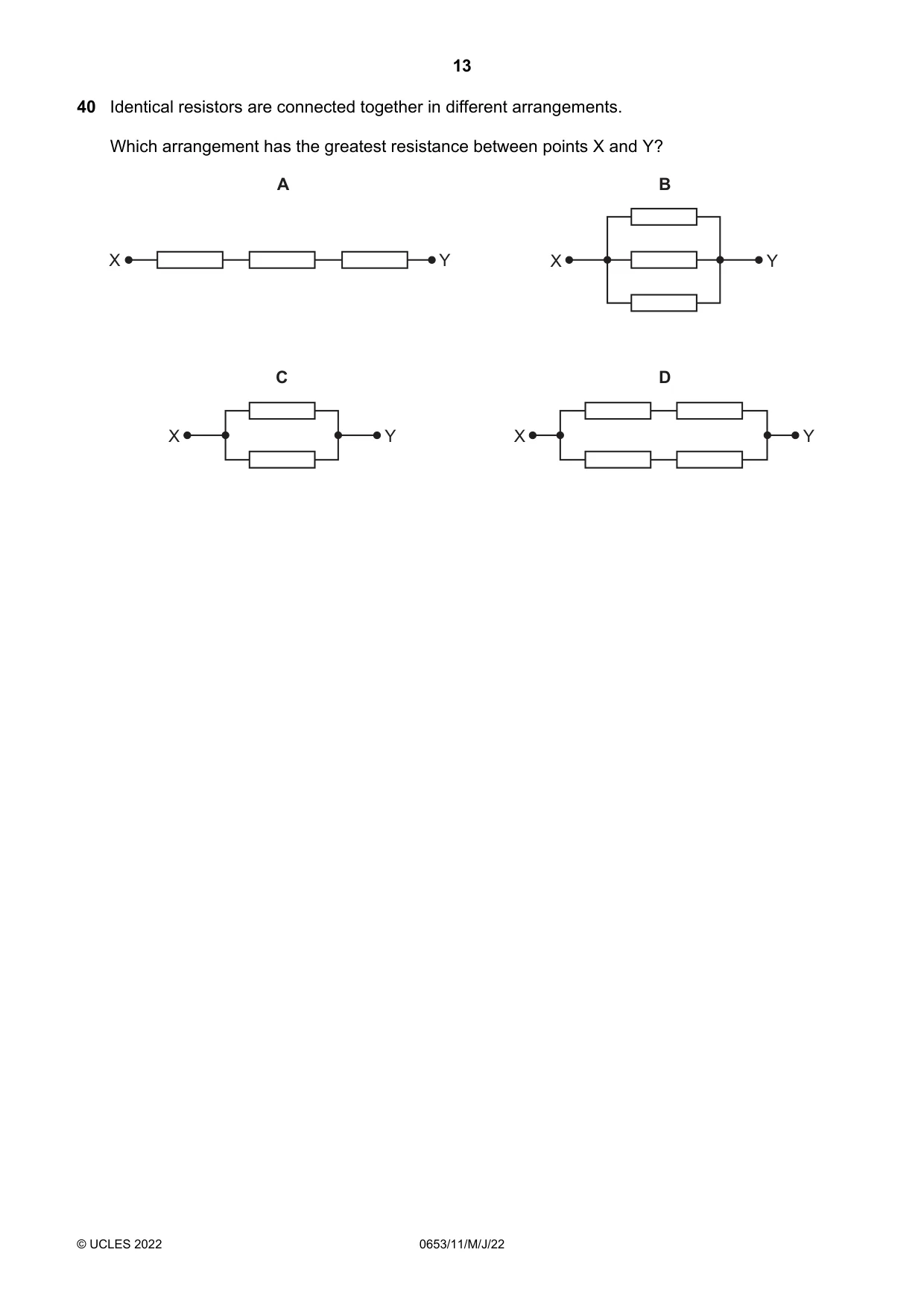 Cambridge IGCSE Science - Combined 0653 2022 May/June Paper 1 · Variant 1 question paper, page 13 of 16