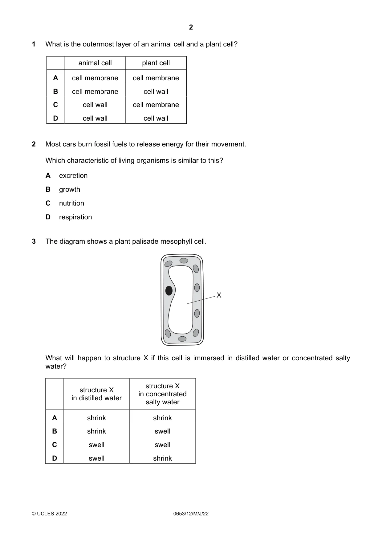Cambridge IGCSE Science - Combined 0653 2022 May/June Paper 1 · Variant 2 question paper, page 2 of 16