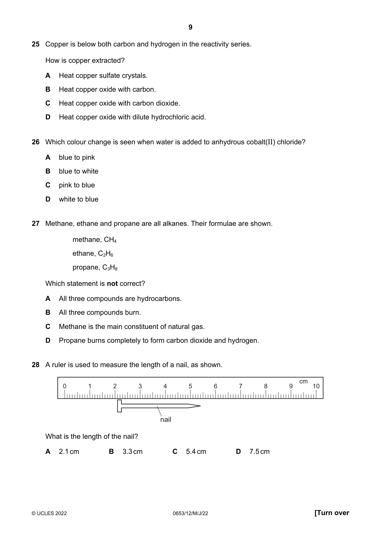 Cambridge IGCSE Science - Combined 0653 2022 May/June Paper 1 · Variant 2 question paper, page 9 of 16