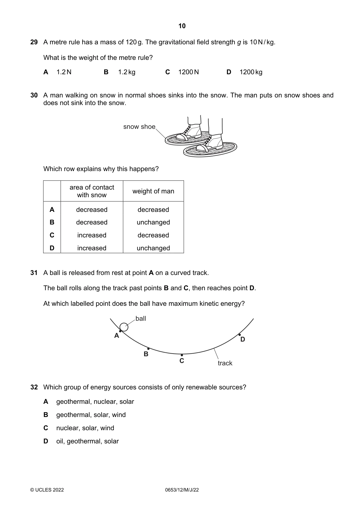Cambridge IGCSE Science - Combined 0653 2022 May/June Paper 1 · Variant 2 question paper, page 10 of 16