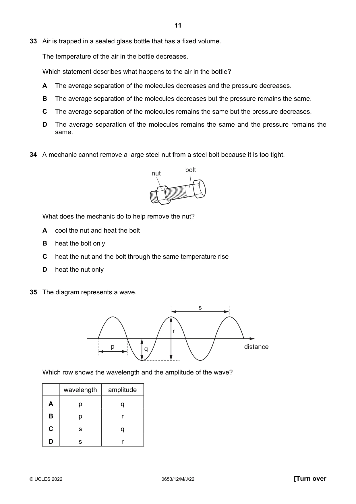 Cambridge IGCSE Science - Combined 0653 2022 May/June Paper 1 · Variant 2 question paper, page 11 of 16