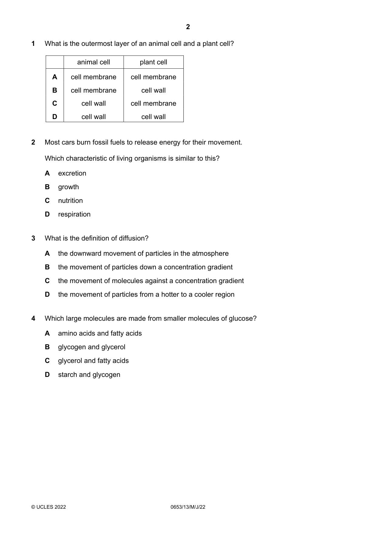 Cambridge IGCSE Science - Combined 0653 2022 May/June Paper 1 · Variant 3 question paper, page 2 of 16