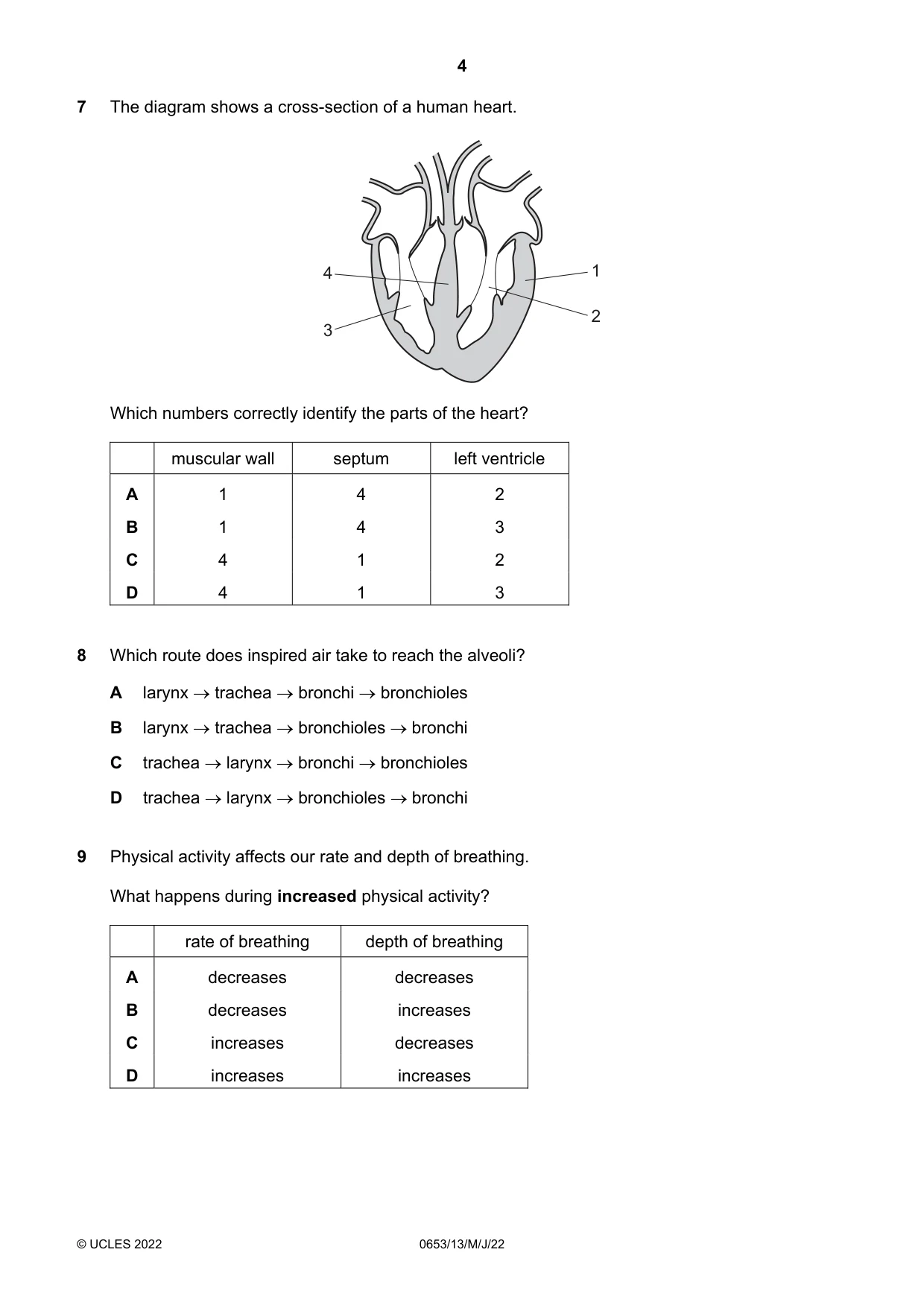 Cambridge IGCSE Science - Combined 0653 2022 May/June Paper 1 · Variant 3 question paper, page 4 of 16