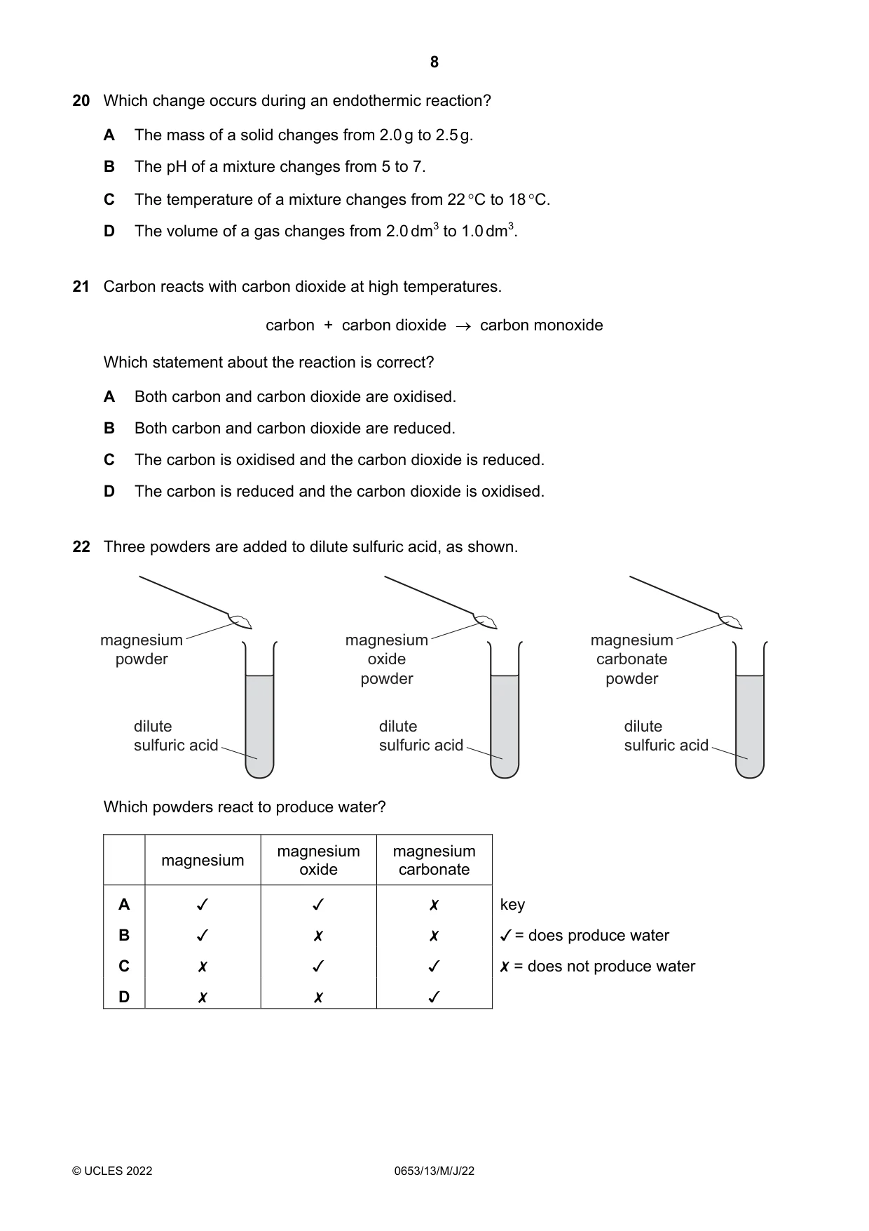 Cambridge IGCSE Science - Combined 0653 2022 May/June Paper 1 · Variant 3 question paper, page 8 of 16