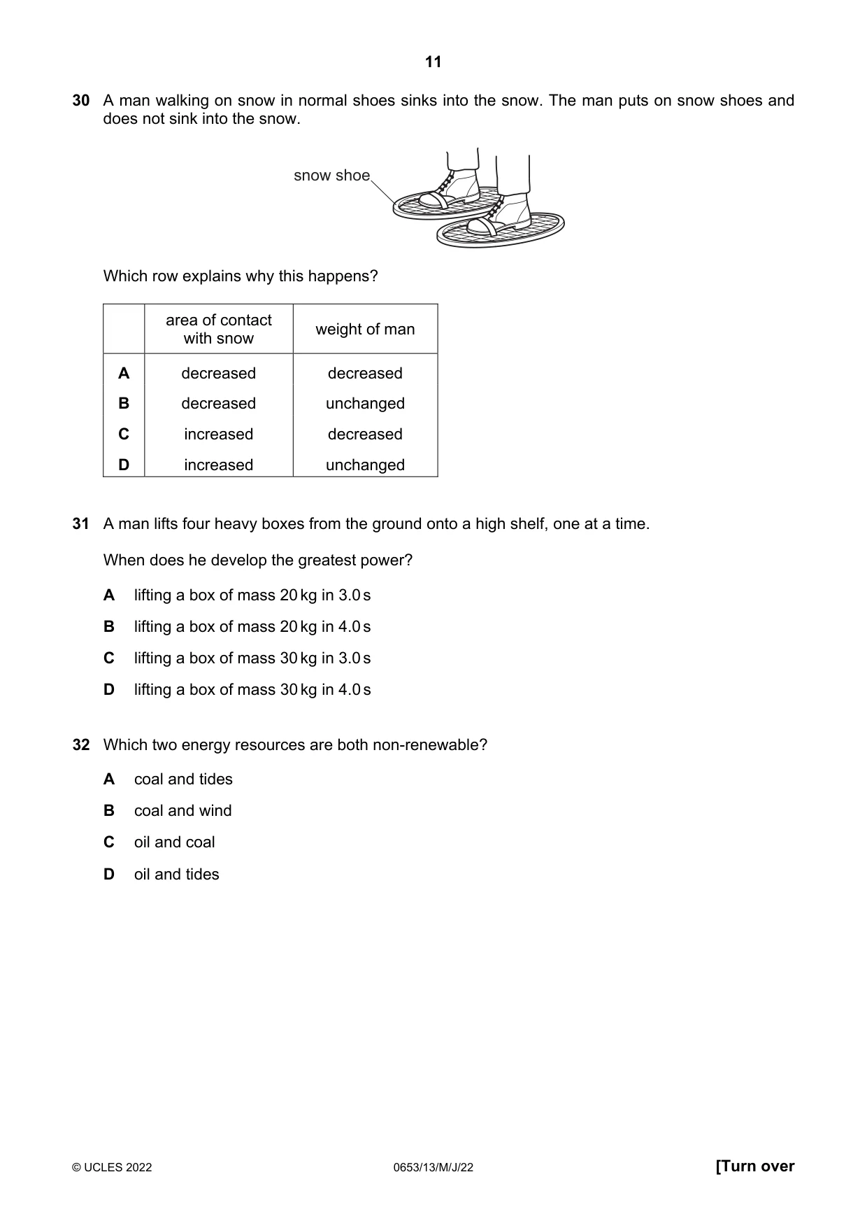 Cambridge IGCSE Science - Combined 0653 2022 May/June Paper 1 · Variant 3 question paper, page 11 of 16