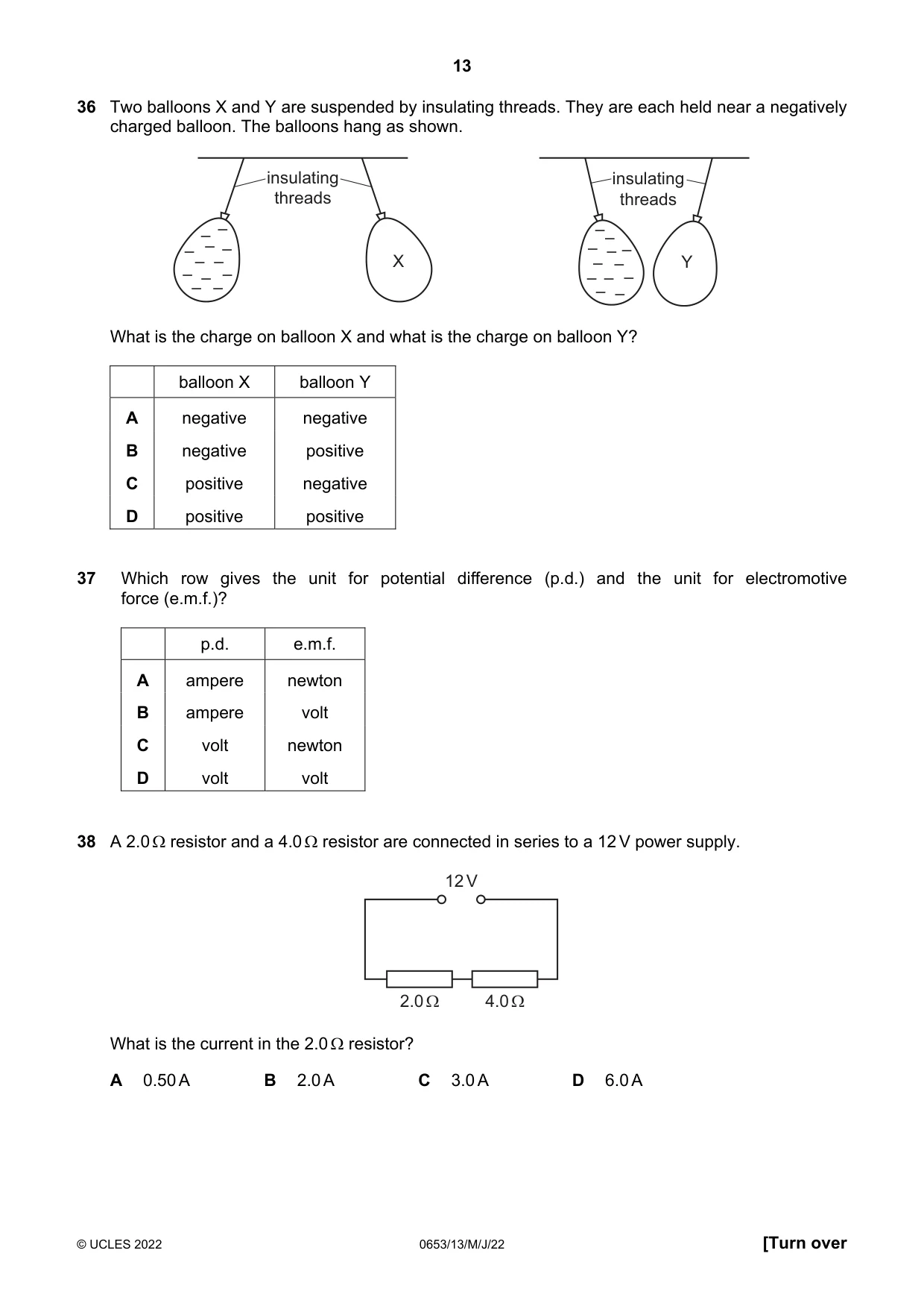 Cambridge IGCSE Science - Combined 0653 2022 May/June Paper 1 · Variant 3 question paper, page 13 of 16