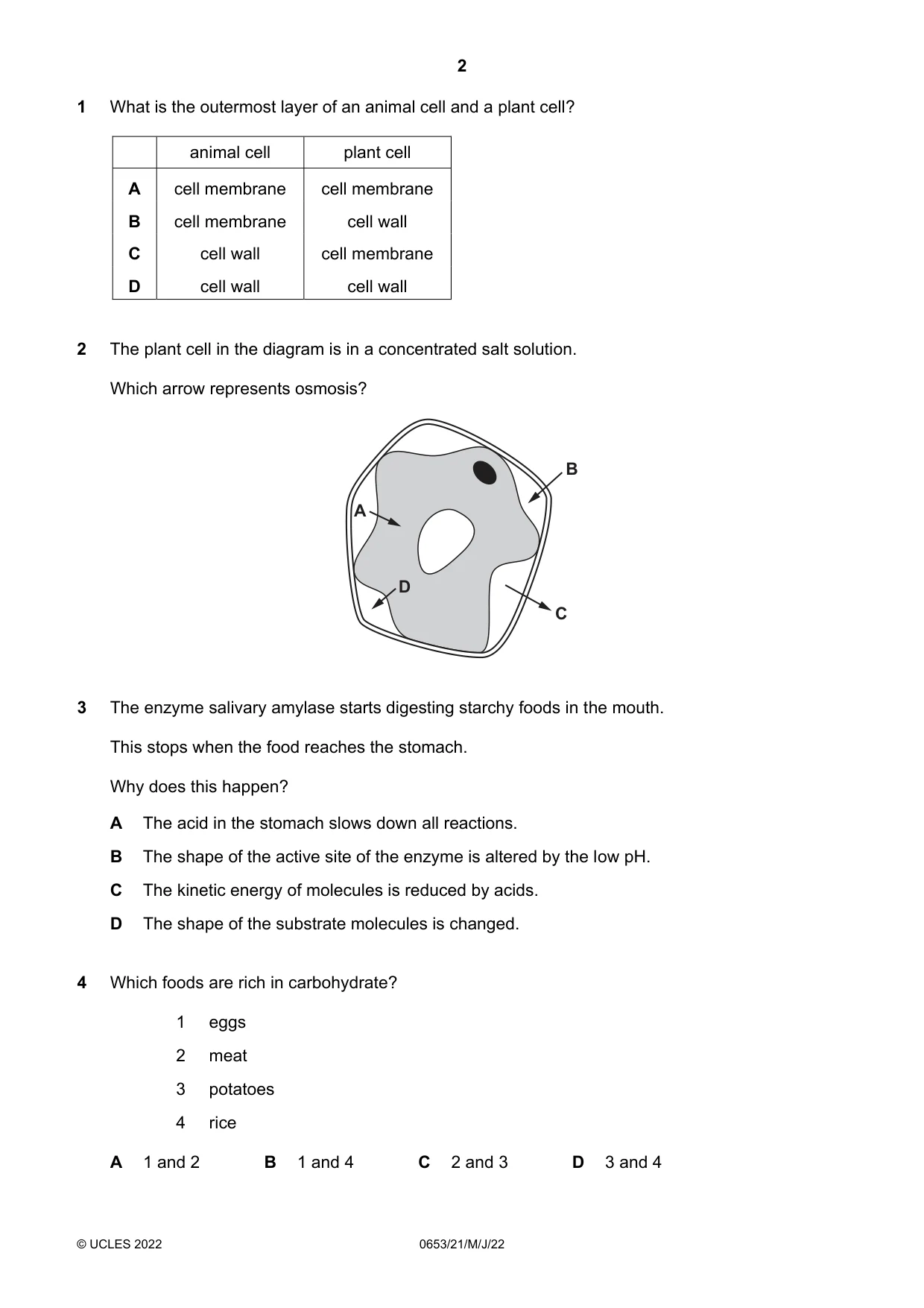 Cambridge IGCSE Science - Combined 0653 2022 May/June Paper 2 · Variant 1 question paper, page 2 of 16
