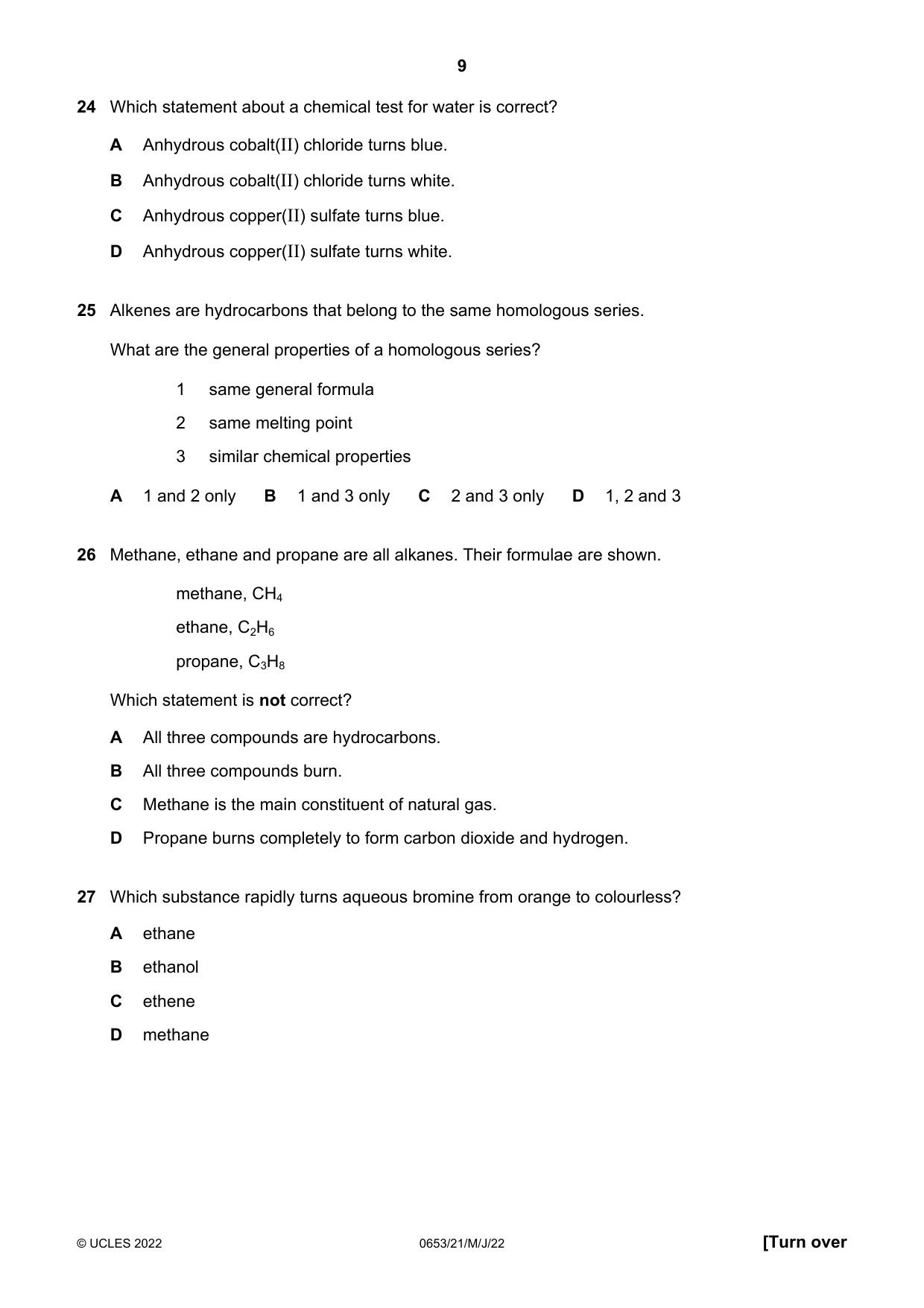 Cambridge IGCSE Science - Combined 0653 2022 May/June Paper 2 · Variant 1 question paper, page 9 of 16