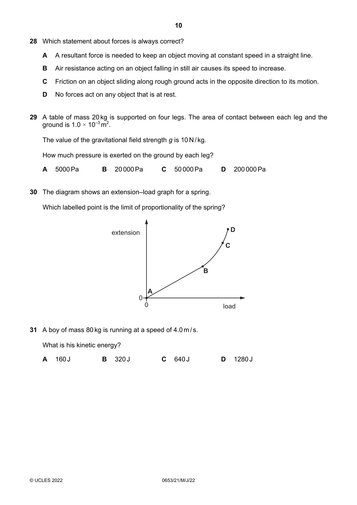 Cambridge IGCSE Science - Combined 0653 2022 May/June Paper 2 · Variant 1 question paper, page 10 of 16