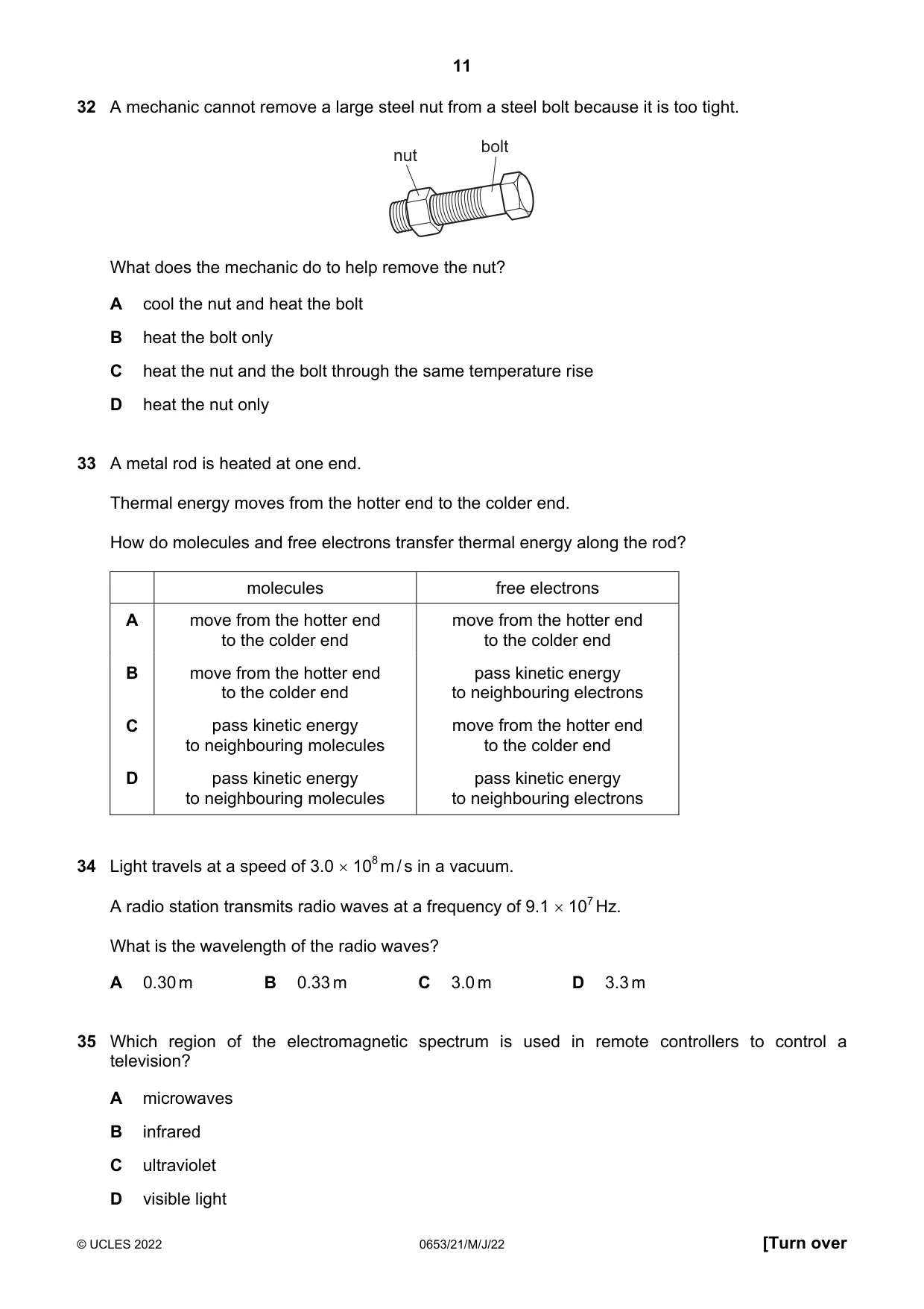 Cambridge IGCSE Science - Combined 0653 2022 May/June Paper 2 · Variant 1 question paper, page 11 of 16