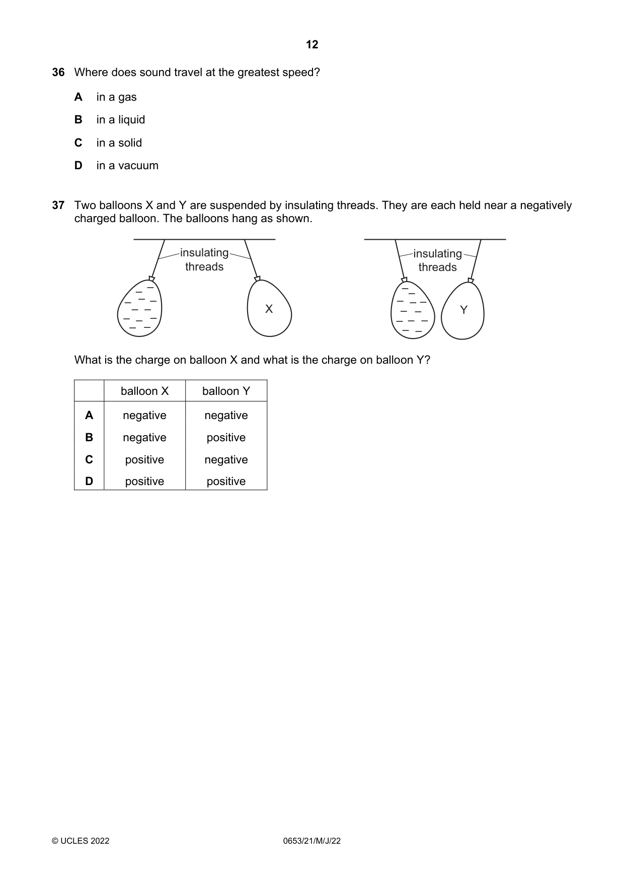 Cambridge IGCSE Science - Combined 0653 2022 May/June Paper 2 · Variant 1 question paper, page 12 of 16