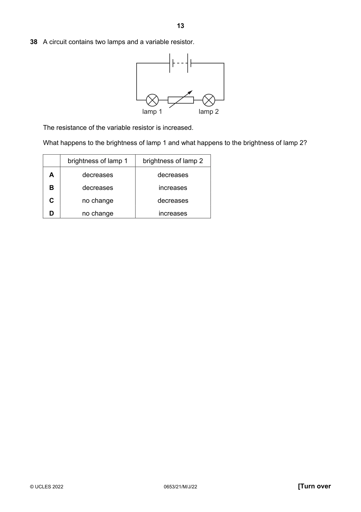Cambridge IGCSE Science - Combined 0653 2022 May/June Paper 2 · Variant 1 question paper, page 13 of 16